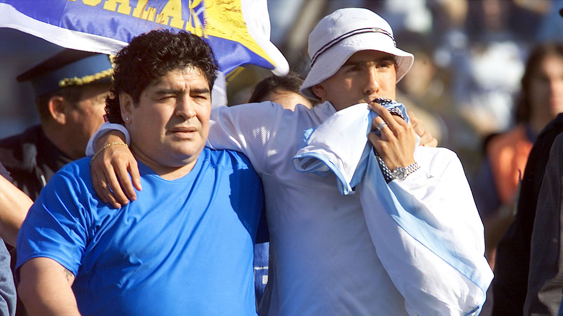 Maradona y Tevez, en tiempos felices. Hoy se encuentran distanciados (Foto: NA)