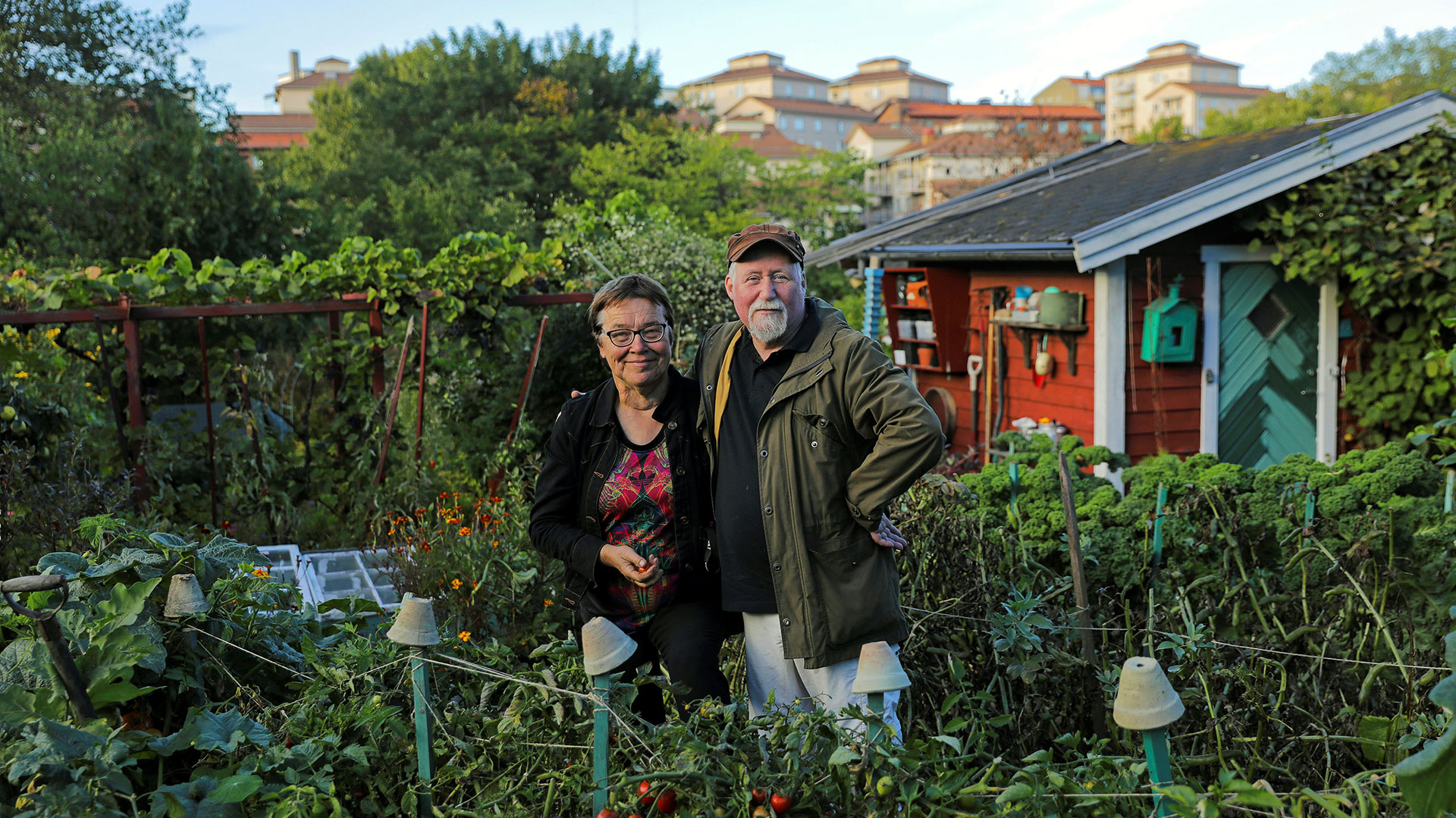 Lena Israelsson y su marido, Stefan Dehlen, cultivan un lote de tierra en Tanto, en la zona sur de Estocolmo (Reuters)