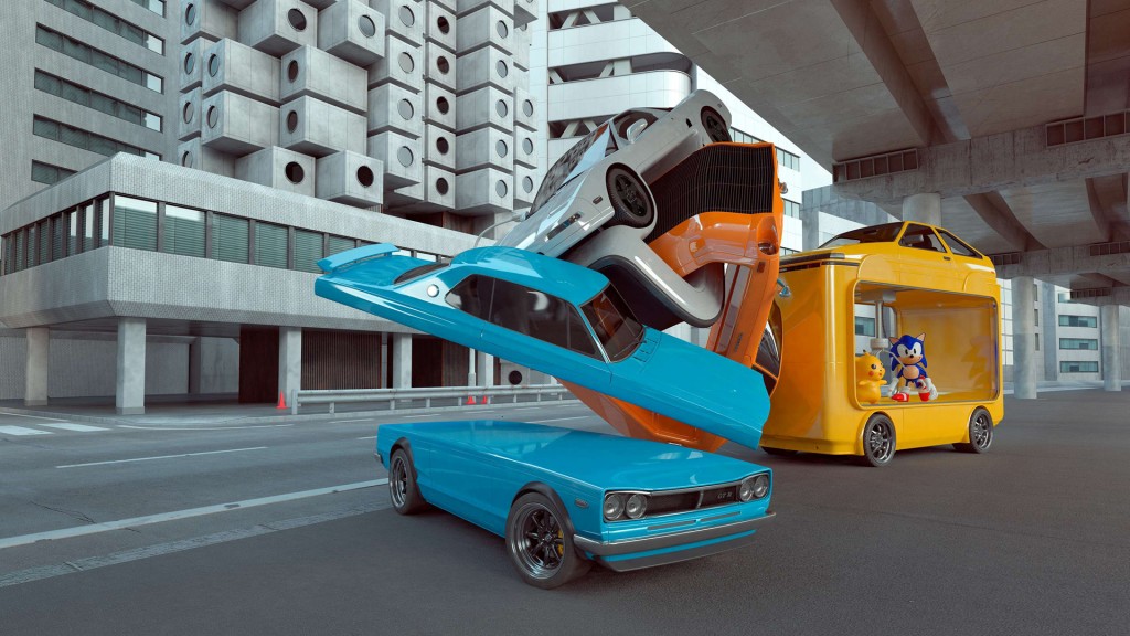 La obra “Tokyo” está inspirada en personajes, autos y edificios de la cultura japonesa