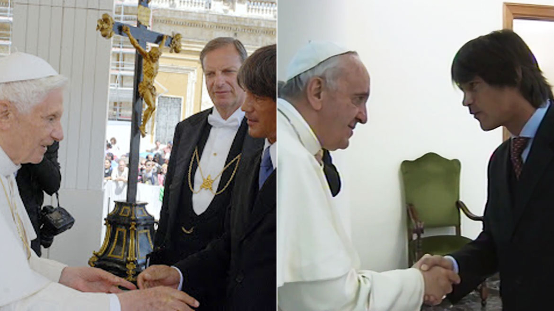 Blaksley, con Benedicto XVI y el papa Francisco.