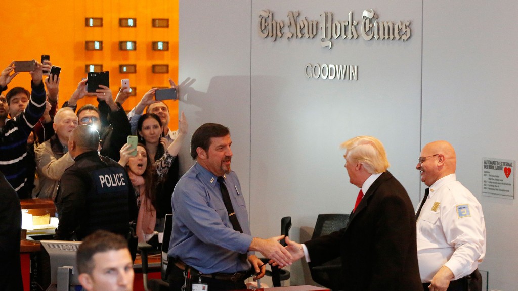 Donald Trump, a su llegada al NYT (AP)