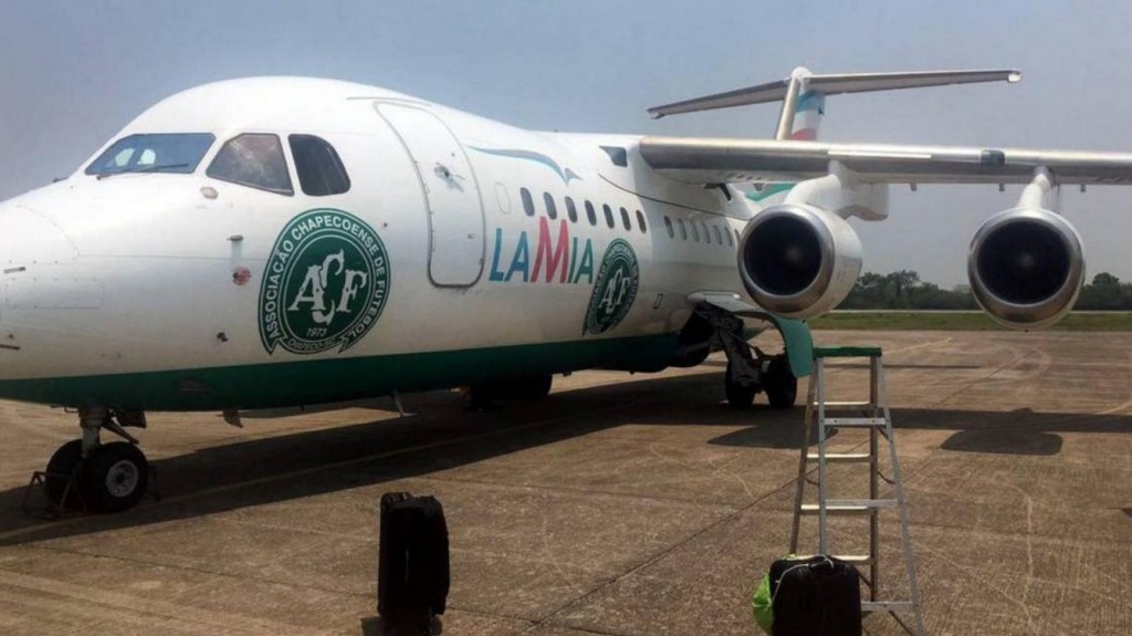 El avión de LAMIA que trasladó al plantel del Chapecoense