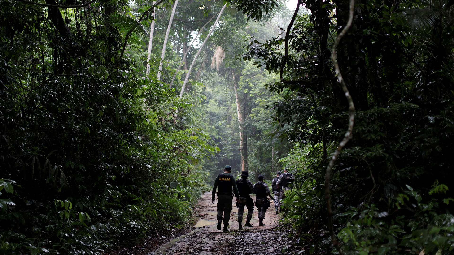 Agentes del IBAMA apoyados por la policía militar, participan en una operación contra la minería ilegal y la tala (REUTERS/Ueslei Marcelino)