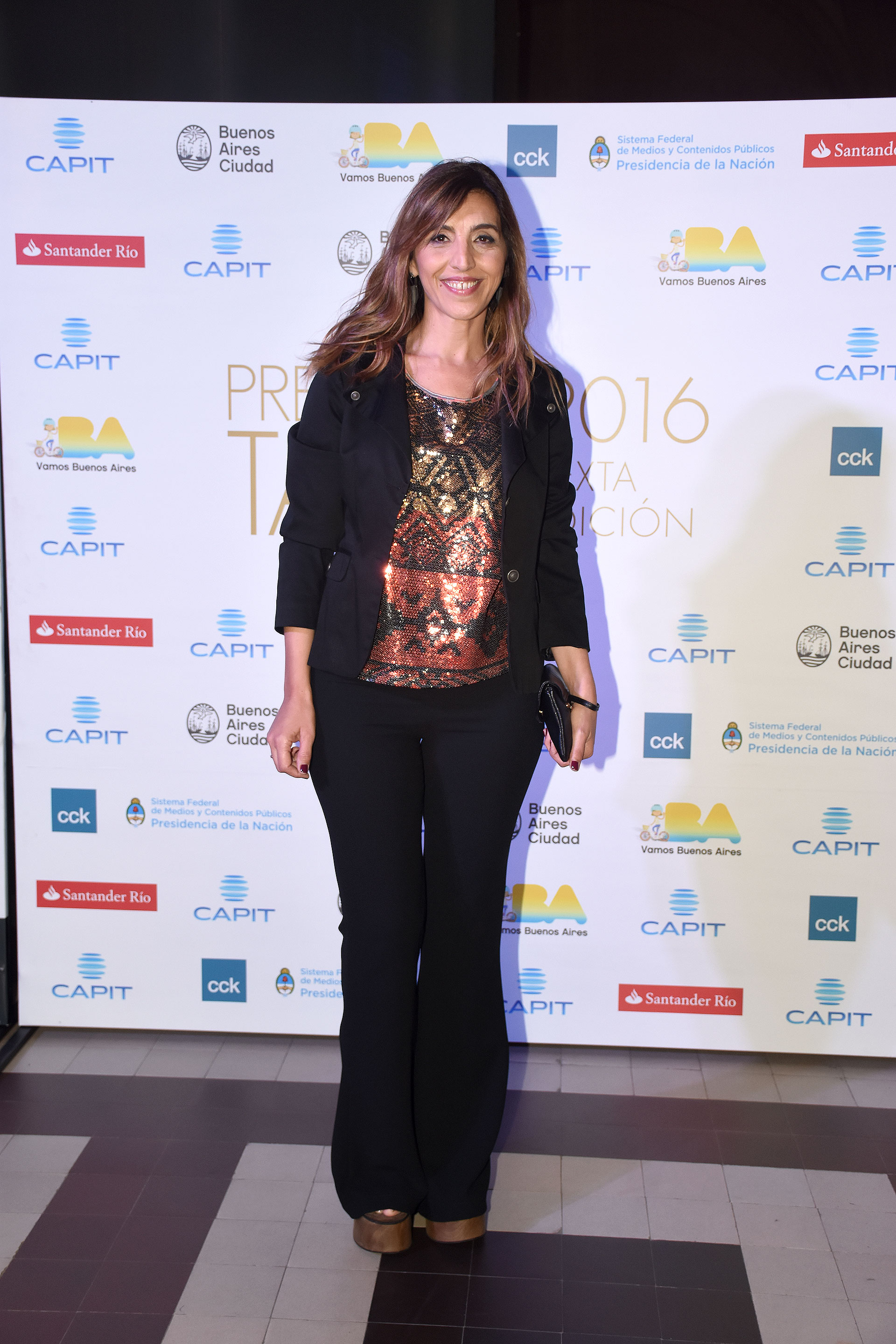 La periodista Karina Iavicoli en la entrega de los Premios Tato
