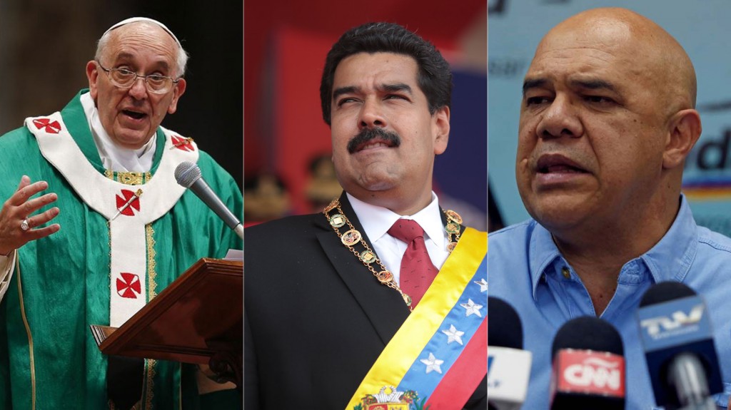 El papa Francisco, Nicolas Maduro y Jesús Torrealba
