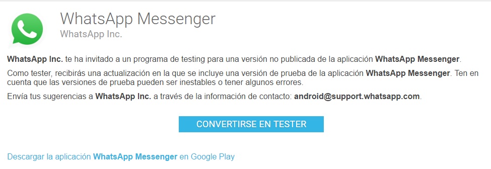 Beta tester whatsapp