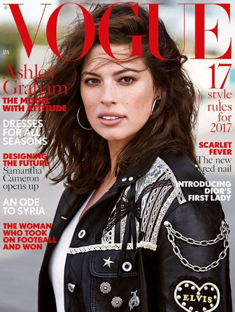 Ashley Graham es protagonista de la portada de enero 2017 de la edición británica de Vogue