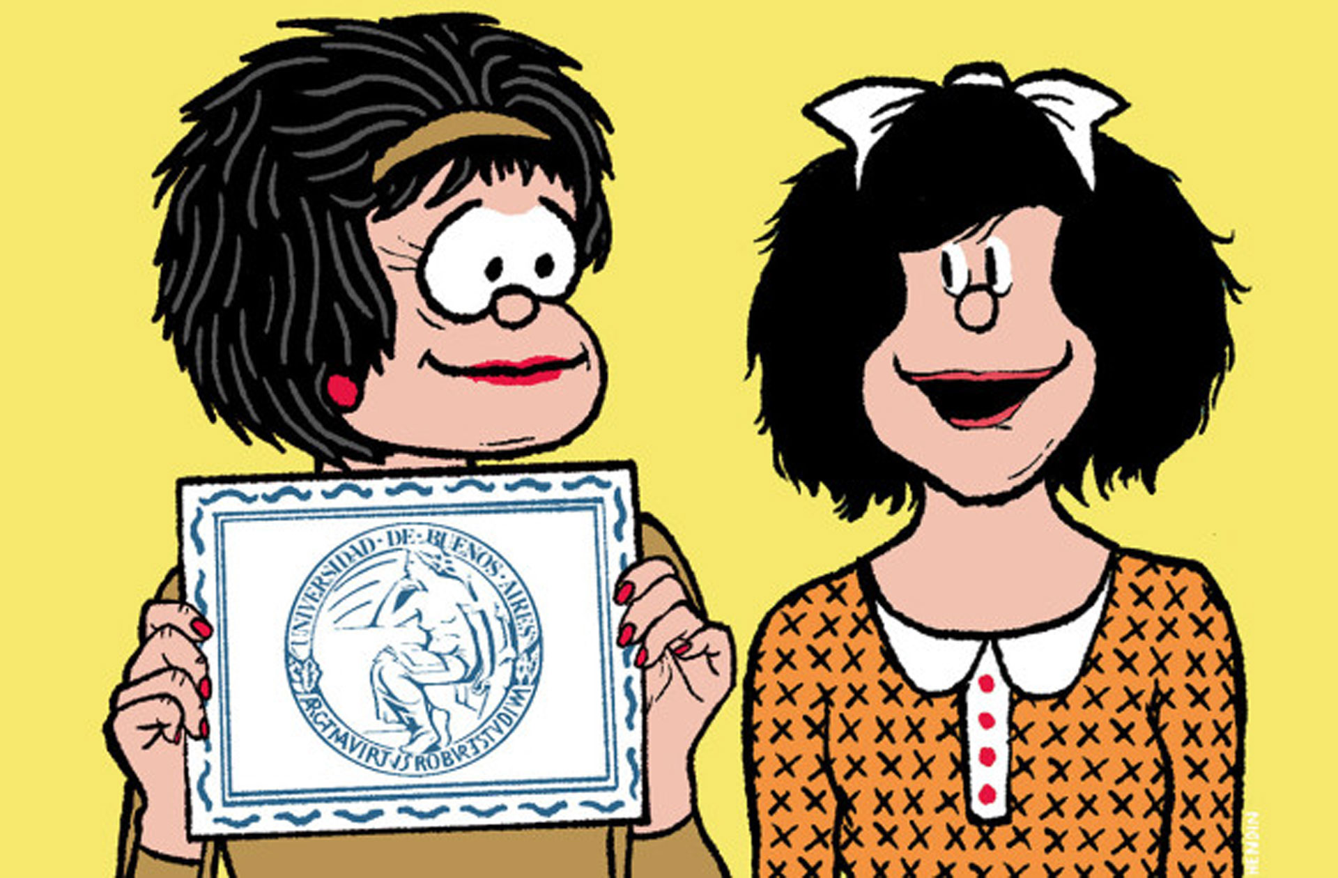 Mafalda junto a su madre Raquel, al fin graduada de la UBA (Crédito: Rebecca Hendin/BuzzFeed)