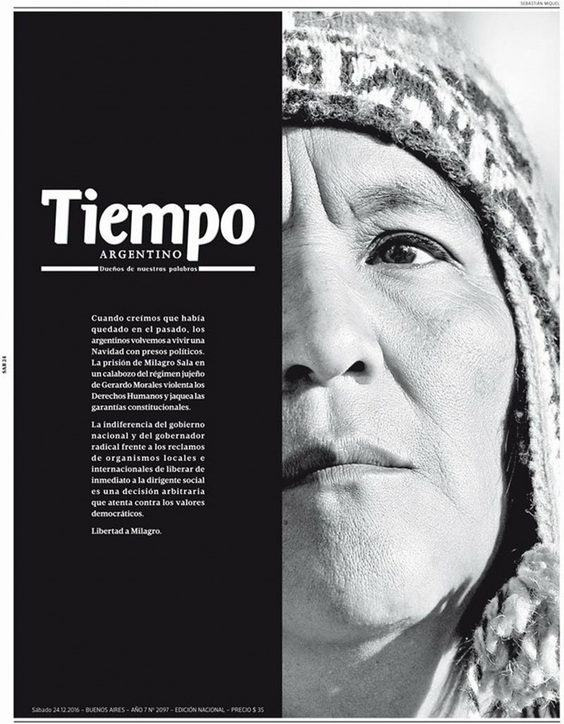 Las mejores tapas de diarios y revistas de 2016 SF milagro sala