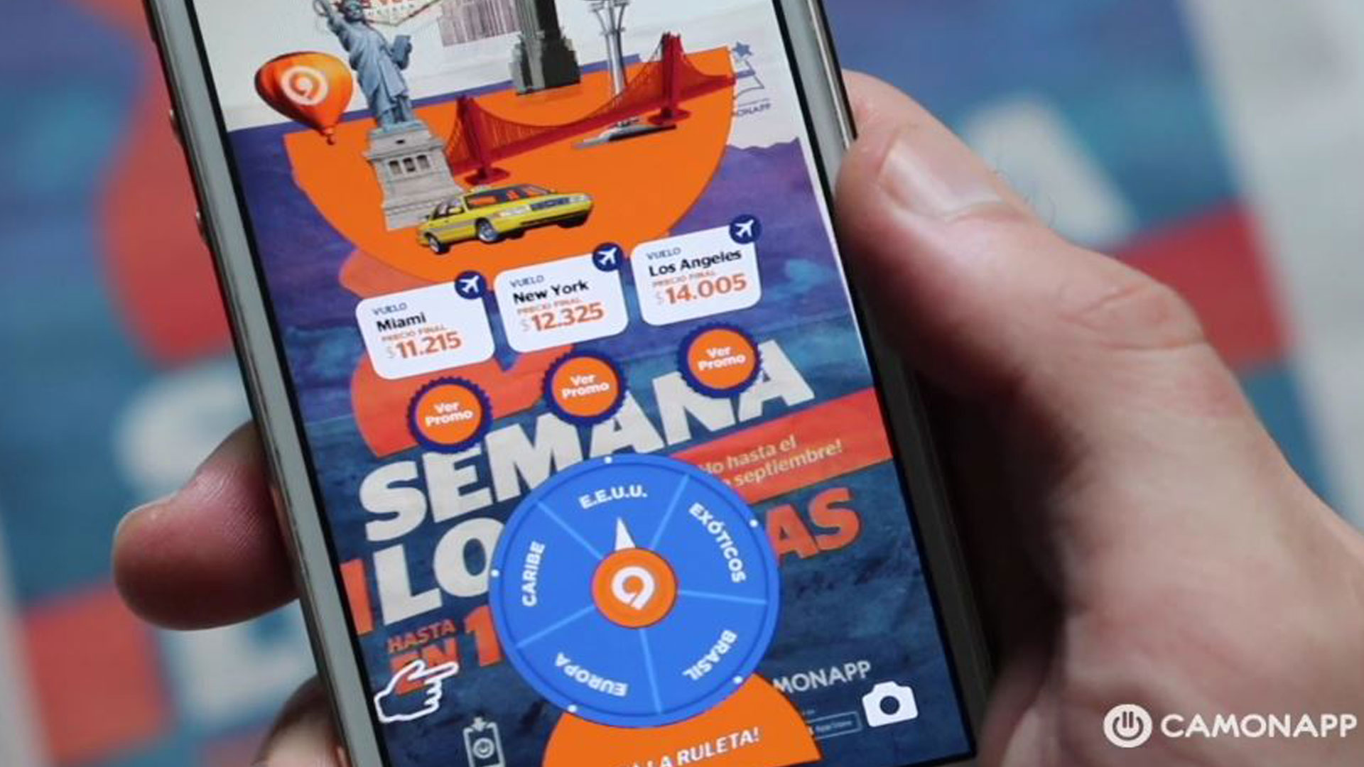 Almundo también cuenta con sus anuncios interactivos de realidad aumentada.