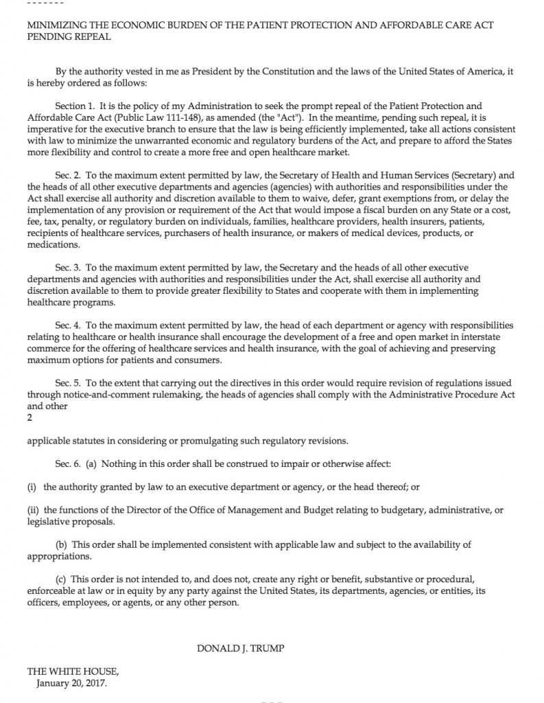 Texto de la primera orden ejecutiva del Presidente Trump