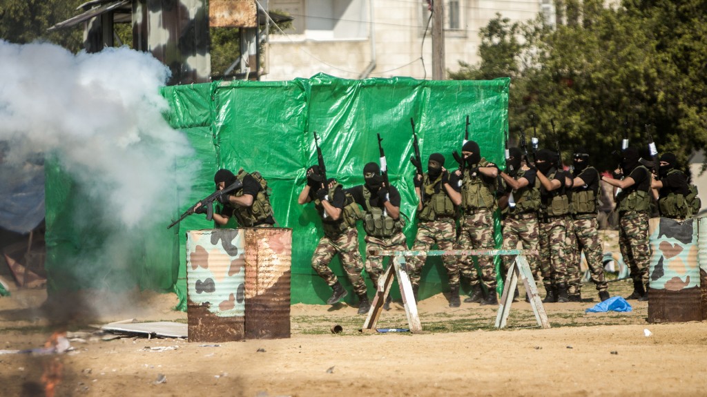 El evento incluyó un simulacro de ataque a una posición de las Fuerzas de Defensa Israelíes (AFP)