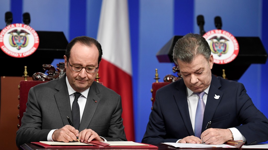 Hollande estará con Santos en el municipio de Caldono, Cauca, para la visita a una de las zonas veredales transitorias de normalización en las que se deben reunir los guerrilleros de las FARC (AFP)