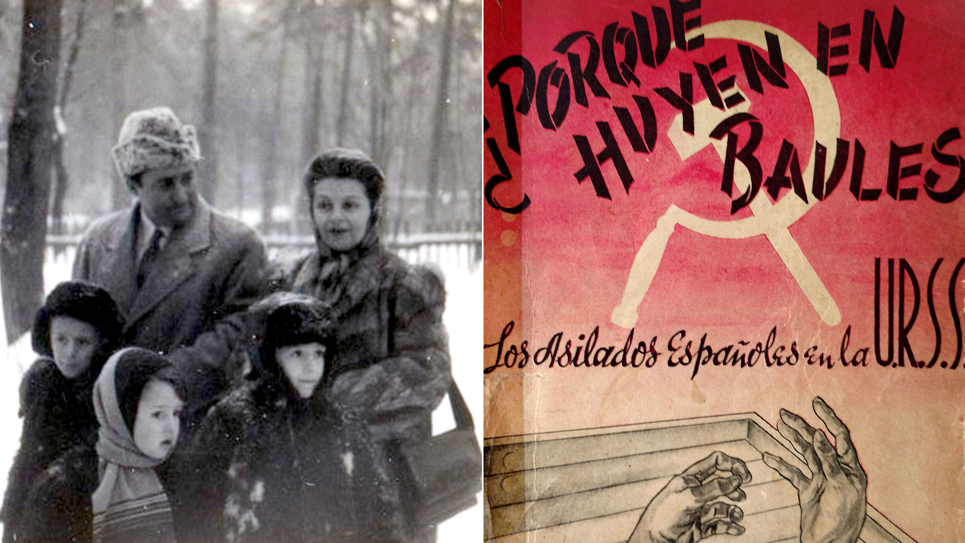 Pedro Conde Magdaleno con su familia en Moscú y el libro que escribió sobre lo que vio en la Rusia soviética