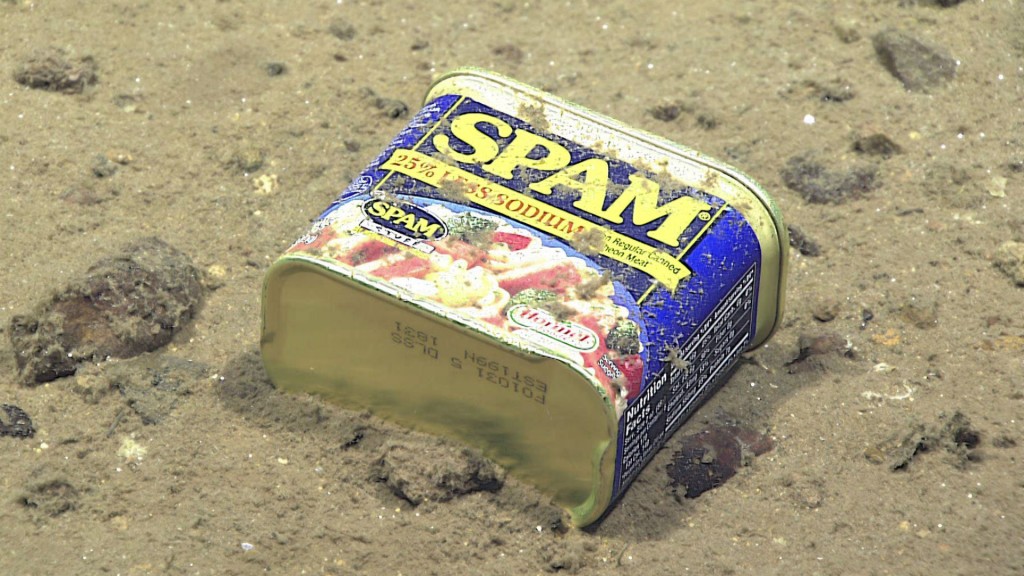 Un contendedor de Spam encontrado a 4947 metros de profundidad en las fosas de las Marianas (Noaa Office of Ocean Exploration)