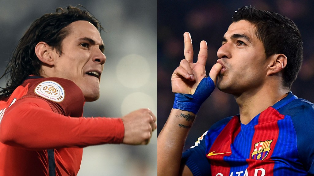 Cavani y Suárez tendrán un duelo especial en el PSG-Barcelona de la Champions League (AFP)