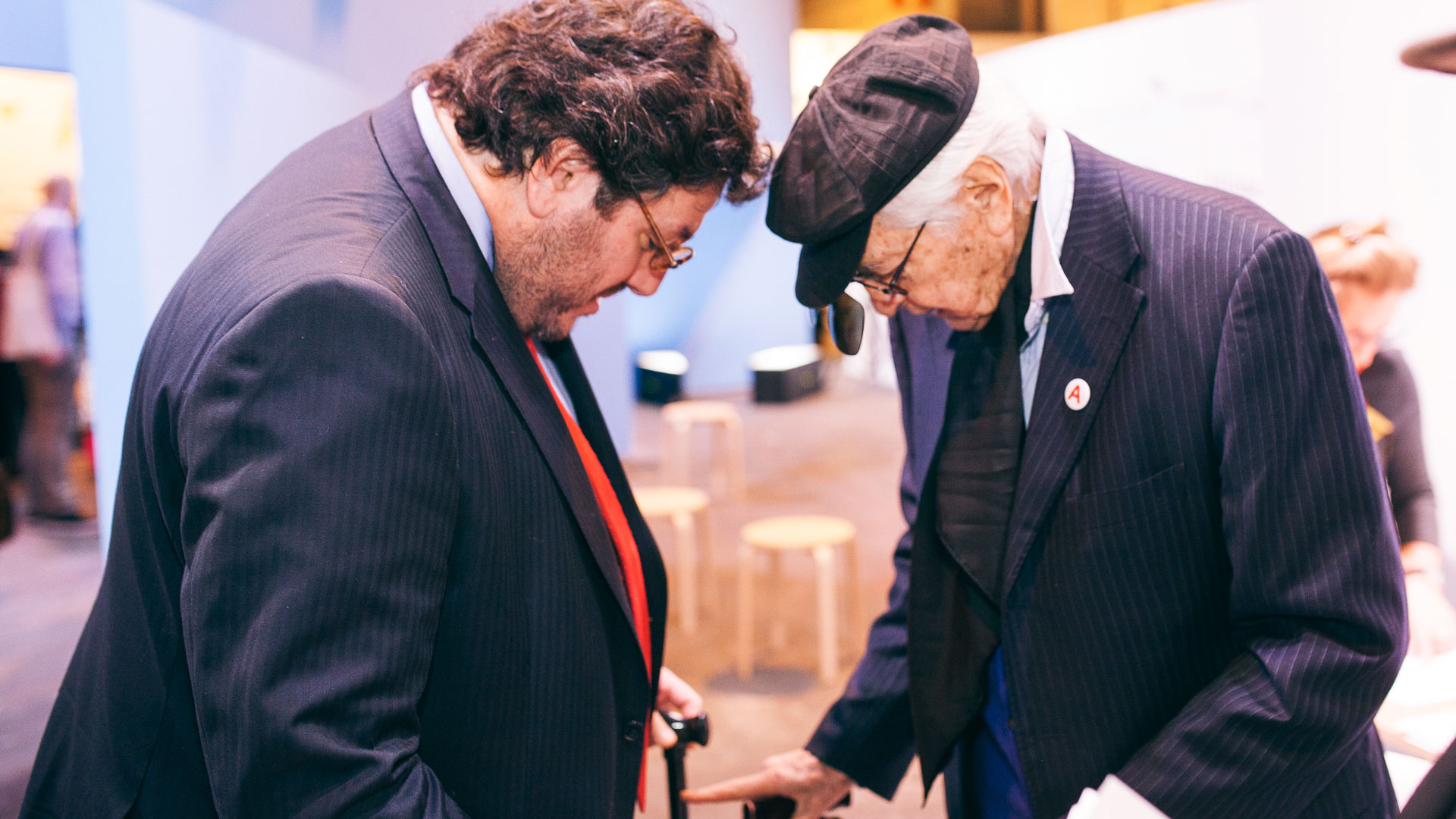 El ministro de Cultura Pablo Avelluto, con el gran artista cinético Julio Le Parc