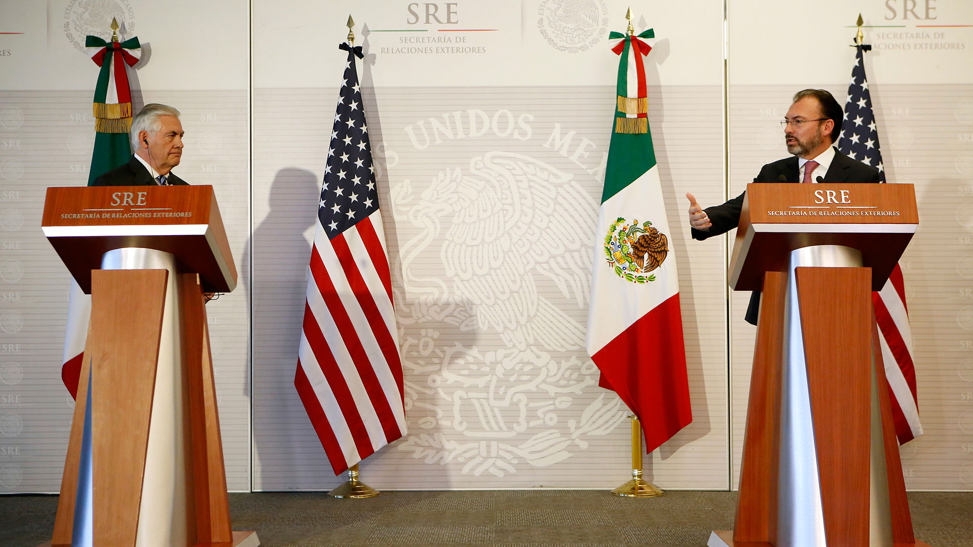 Los cancilleres de EEUU y México, Rex Tillerson y Luis Videgaray, en el encuentro de la semana pasada en Ciudad de México