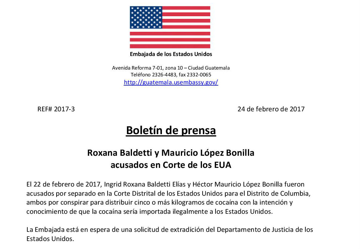 Comunicado de la Embajada de Estados Unidos en Guatemala