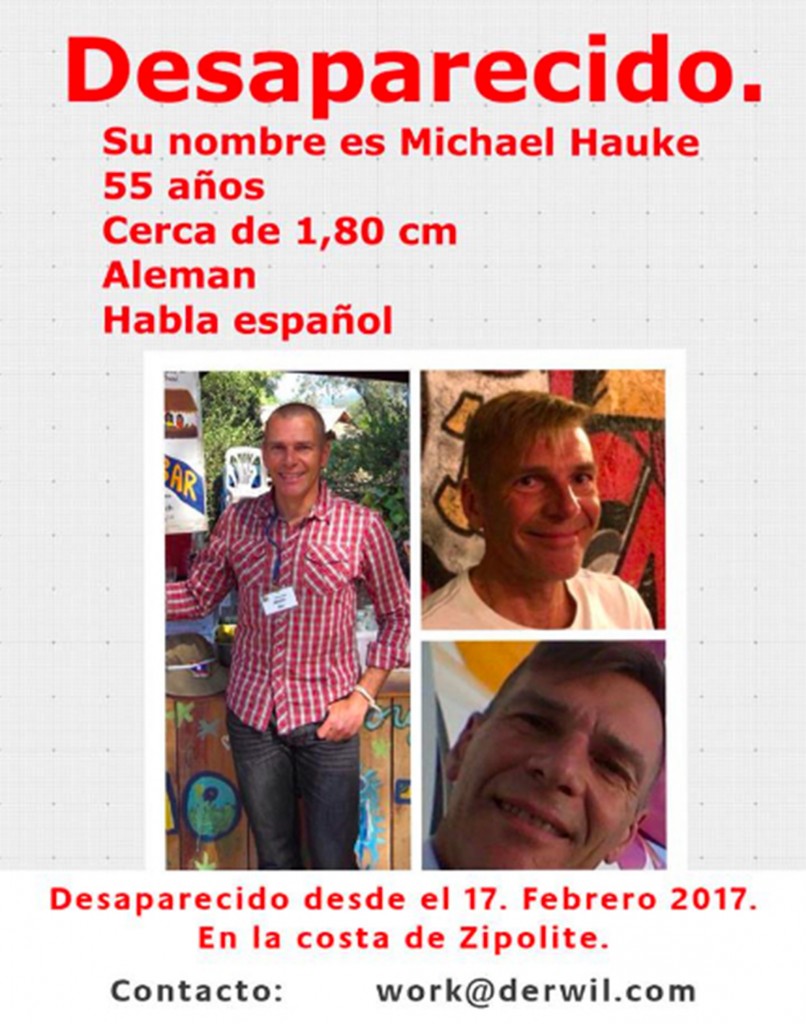 Información recabada a través de Facebook señala que antes de que se perdiera su rastro se le vio en dos lugares: Punta Cometa (un cerro) y en Playa Mazute