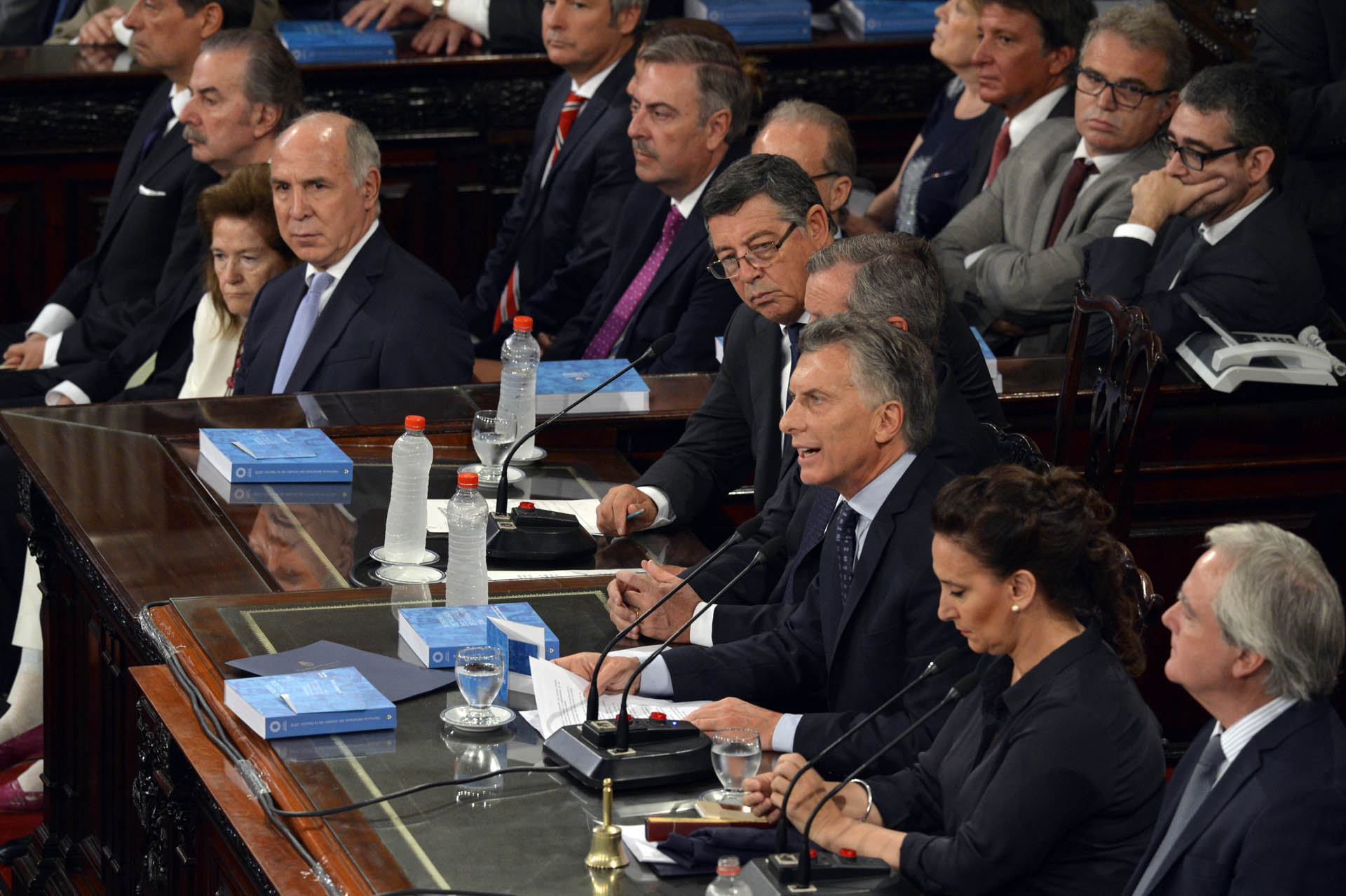Mauricio Macri en la apertura de las sesiones del Congreso, en marzo, a metros de los jueces de la Corte Suprema