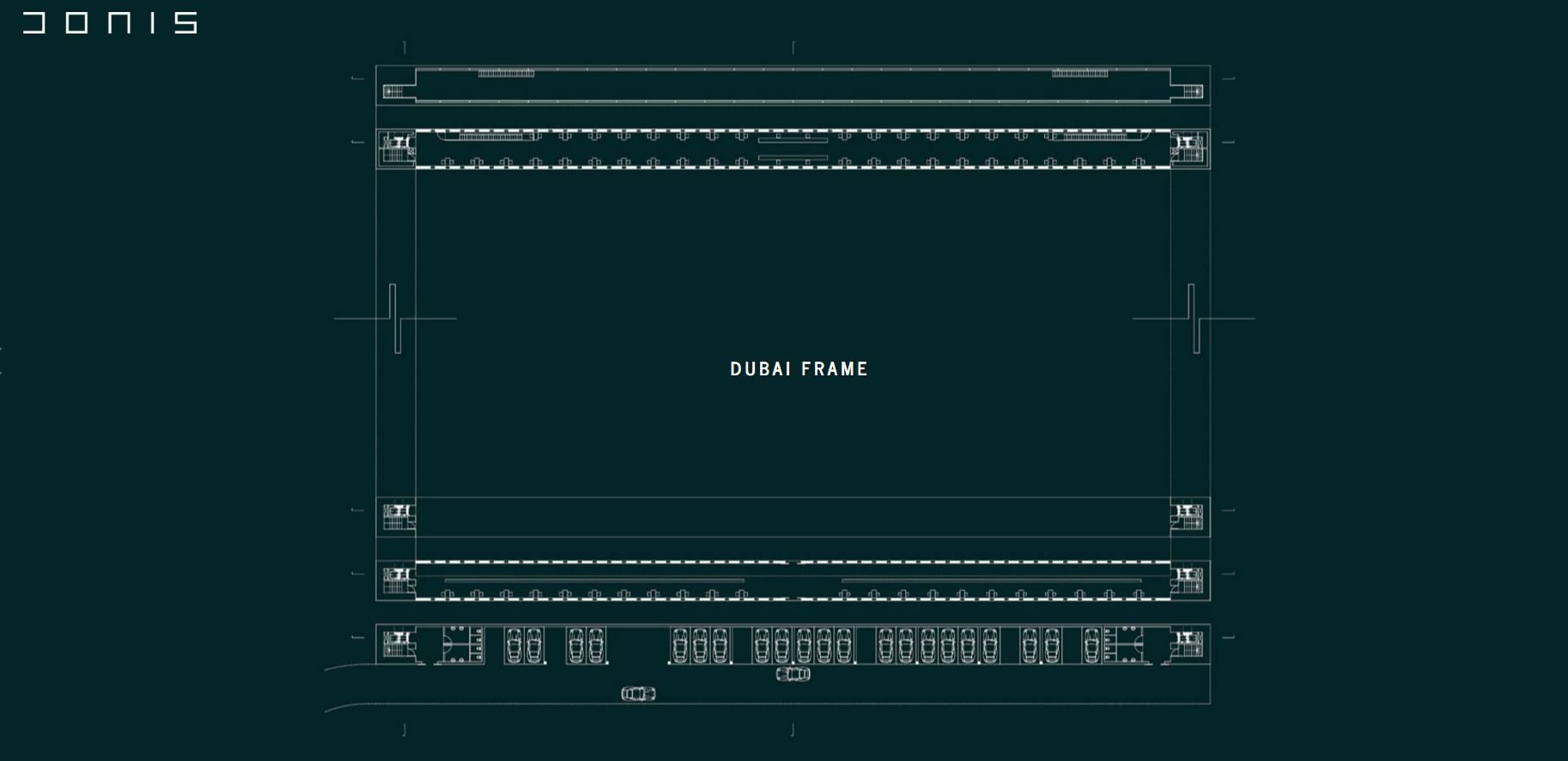 Uno de los planos de The Frame, el proyecto de Donis que ganó un concurso internacional