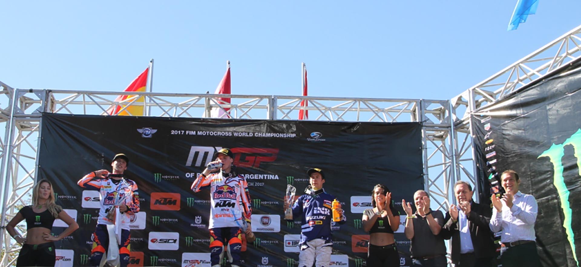 En la categoría MX2, en tanto, el que lideró la competencia fue Pauls Jonass, seguido de Jeremy Seewer y Jorge Prado García (Mintur Arg)