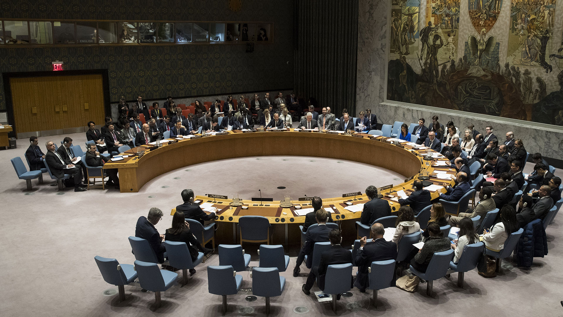 La mesa del Consejo de Seguridad de la ONU (AFP)