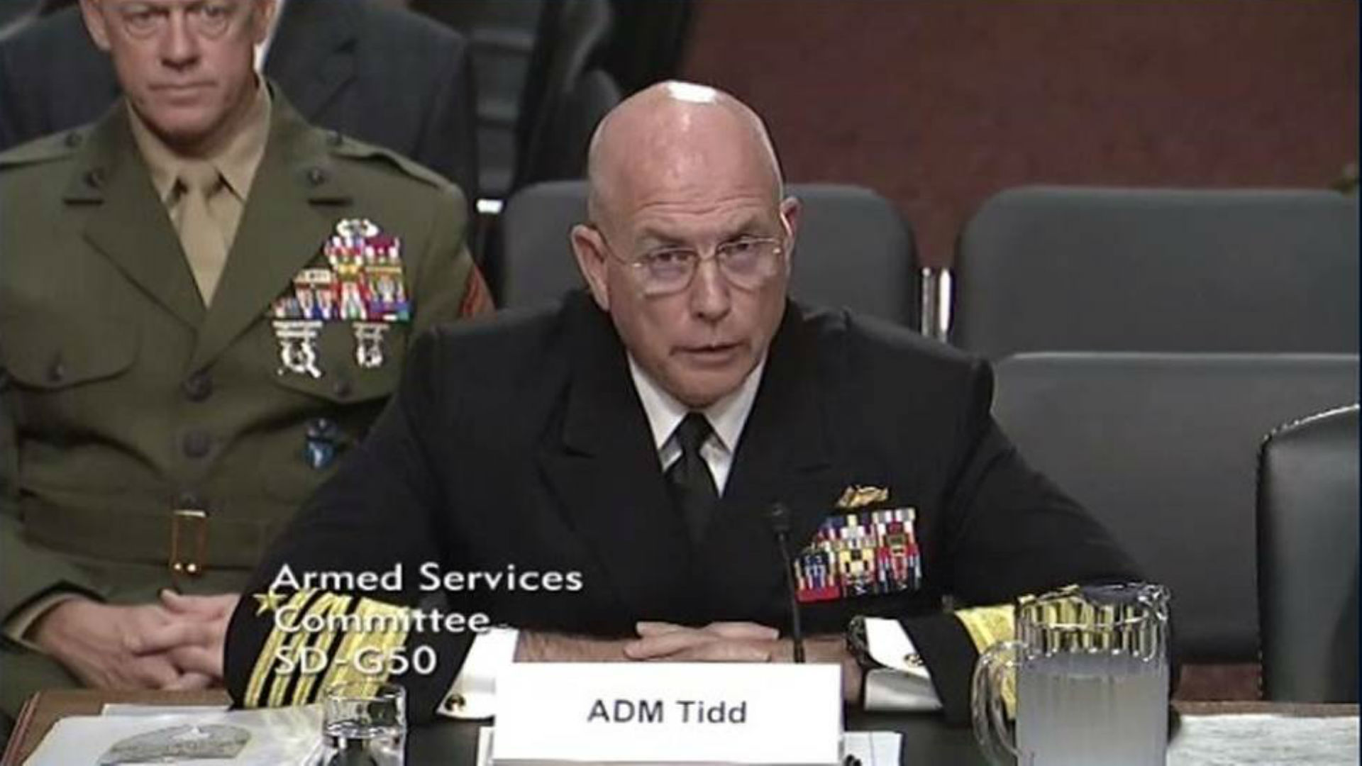El almirante Kurt W. Tidd durante su audición de jueves ante la Comisión de Servicios Armados del Senado estadounidense (Captura de pantalla)