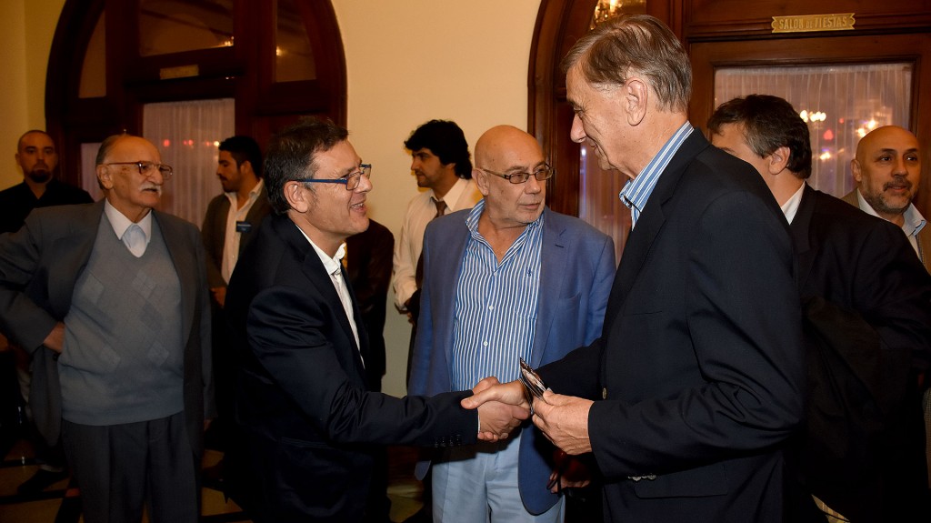 Roberto Baigorria, el diputado Julio Raffo y Hermes Binner
