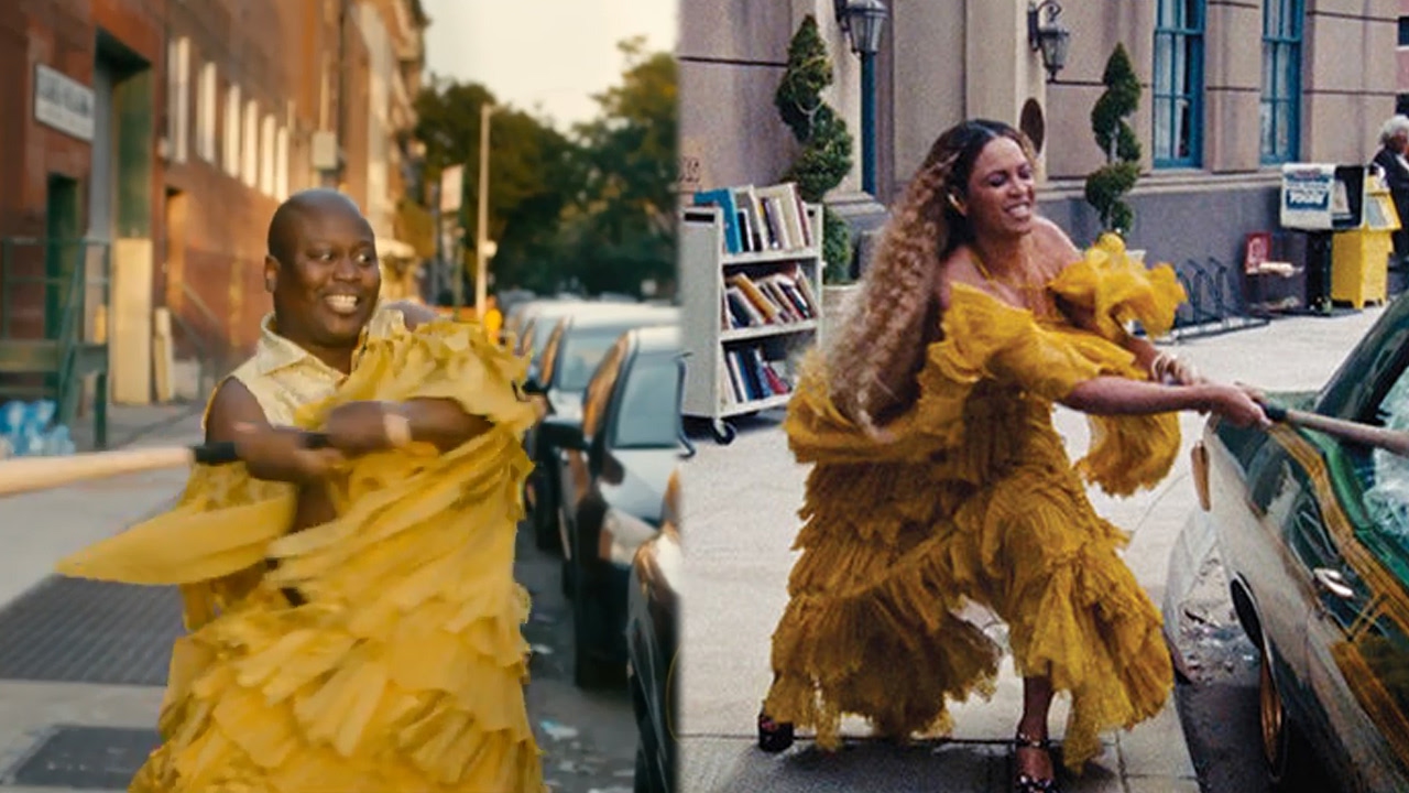 El personaje de Titus imita a la famosa artista Beyoncé en su video de “Lemonade”.