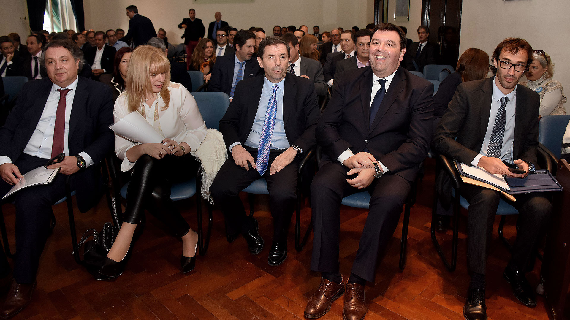 El presidente de la Cámara federal de Córdoba, Abel Sánchez Torres, la jueza Karina Rosario Perilli, el camarista Javier Leal de Ibarra, el juez federal Ariel Lijo y el secretario de su juzgado, Diego Arce.
