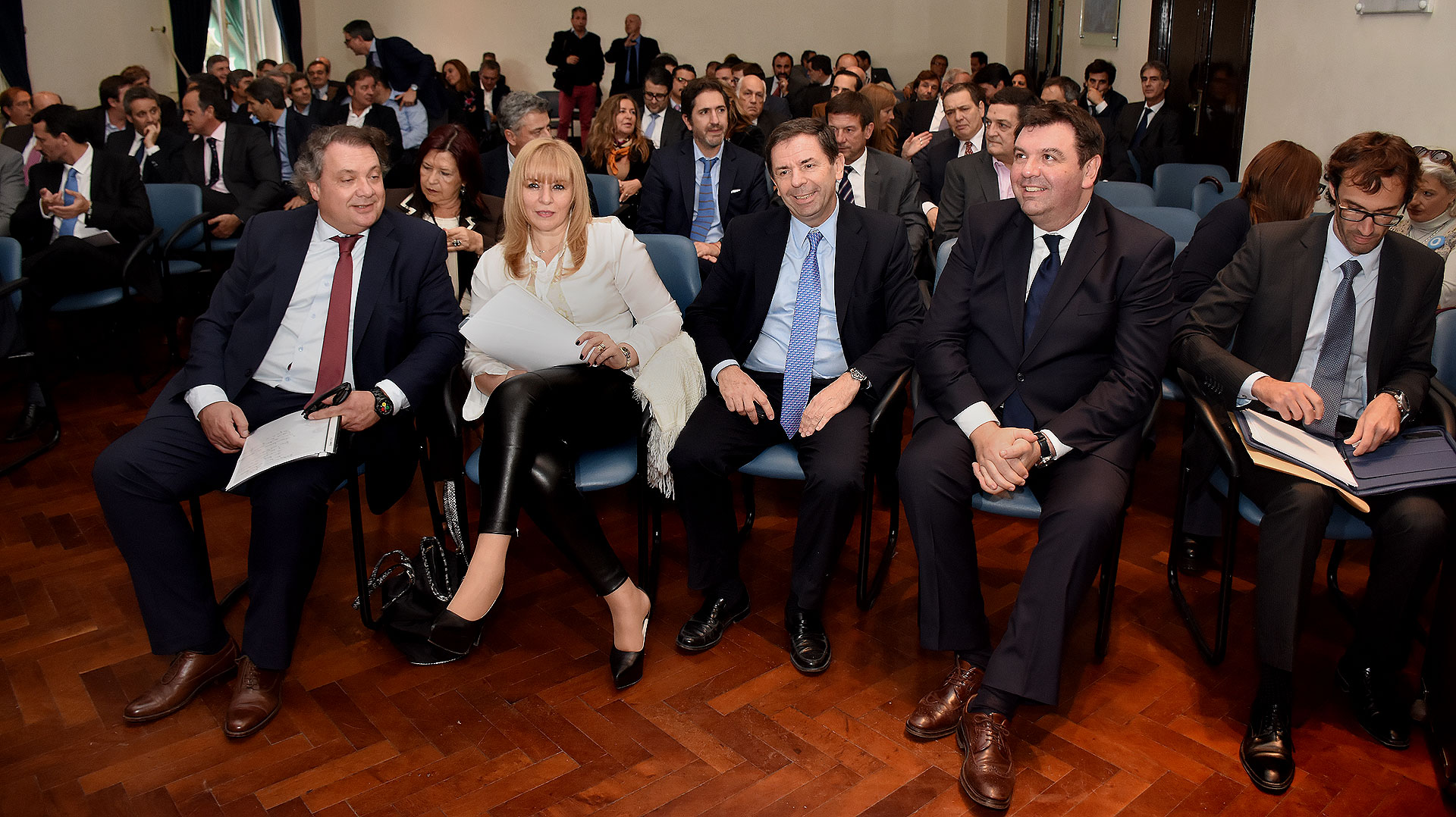 El presidente de la Cámara federal de Córdoba, Abel Sánchez Torres, la jueza Karina Rosario Perilli, el camarista Javier Leal de Ibarra, el juez federal Ariel Lijo y el secretario de su juzgado, Diego Arce.