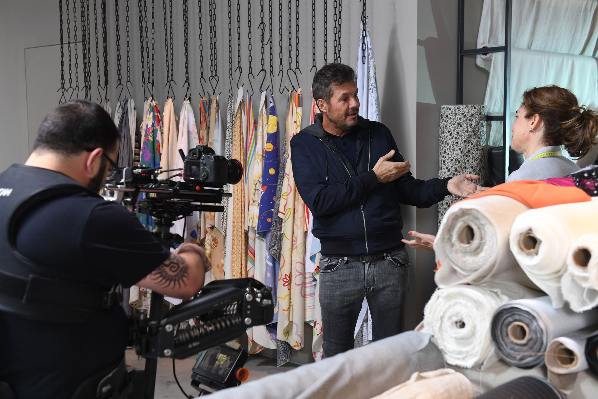Backstage de la grabación de Marcelo Tinelli con Valeria Bertuccelli