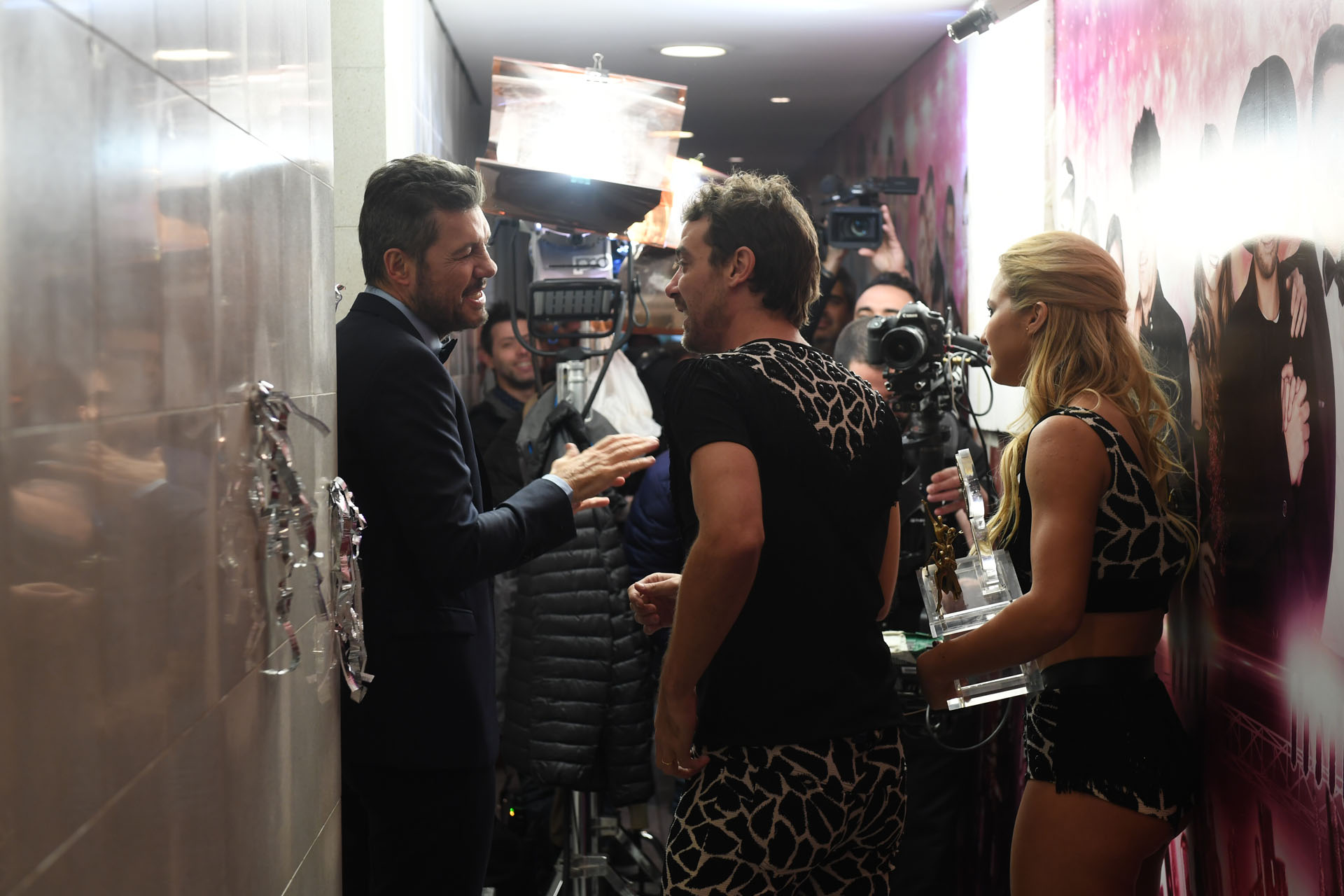 Backstage de la grabación de Marcelo Tinelli con pedro Alfonso y Flor Vigna