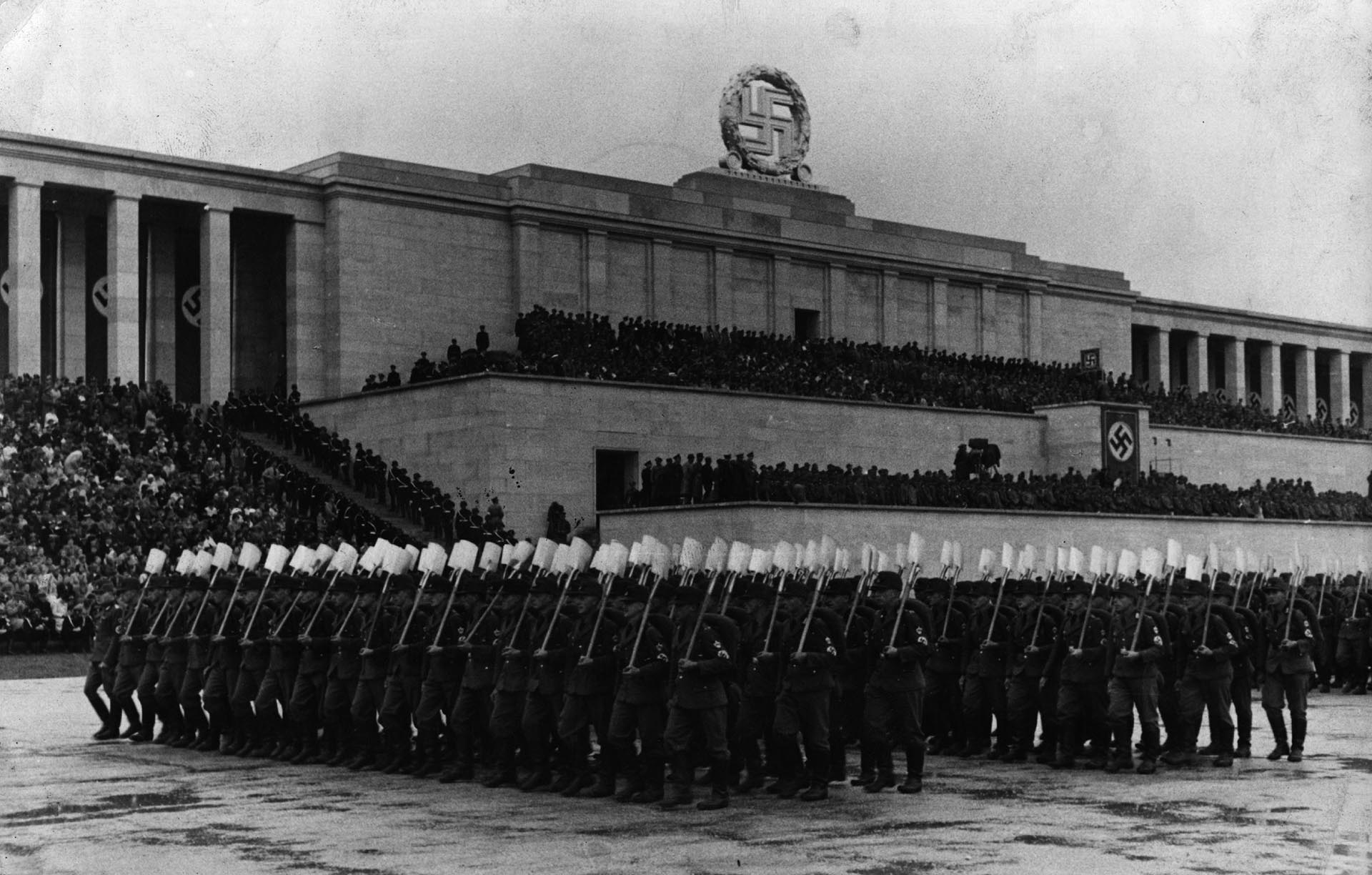 Un acto nazi en el Campo de Zeppelin de Núremberg en 1935. (Getty Images)