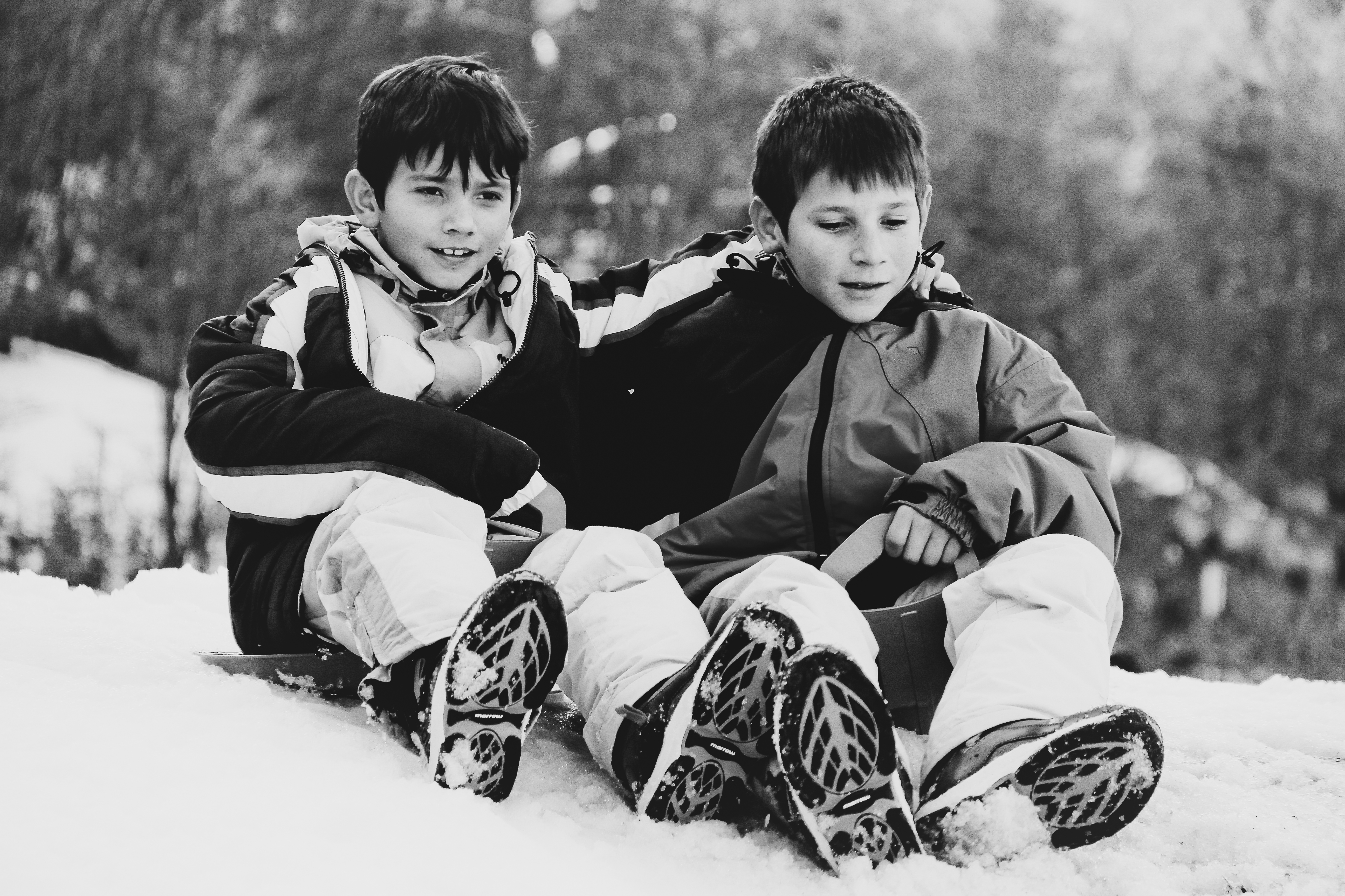 David y Batista en la nieve, por primera vez, en 2013 (Foto: Mónica Echevarría)