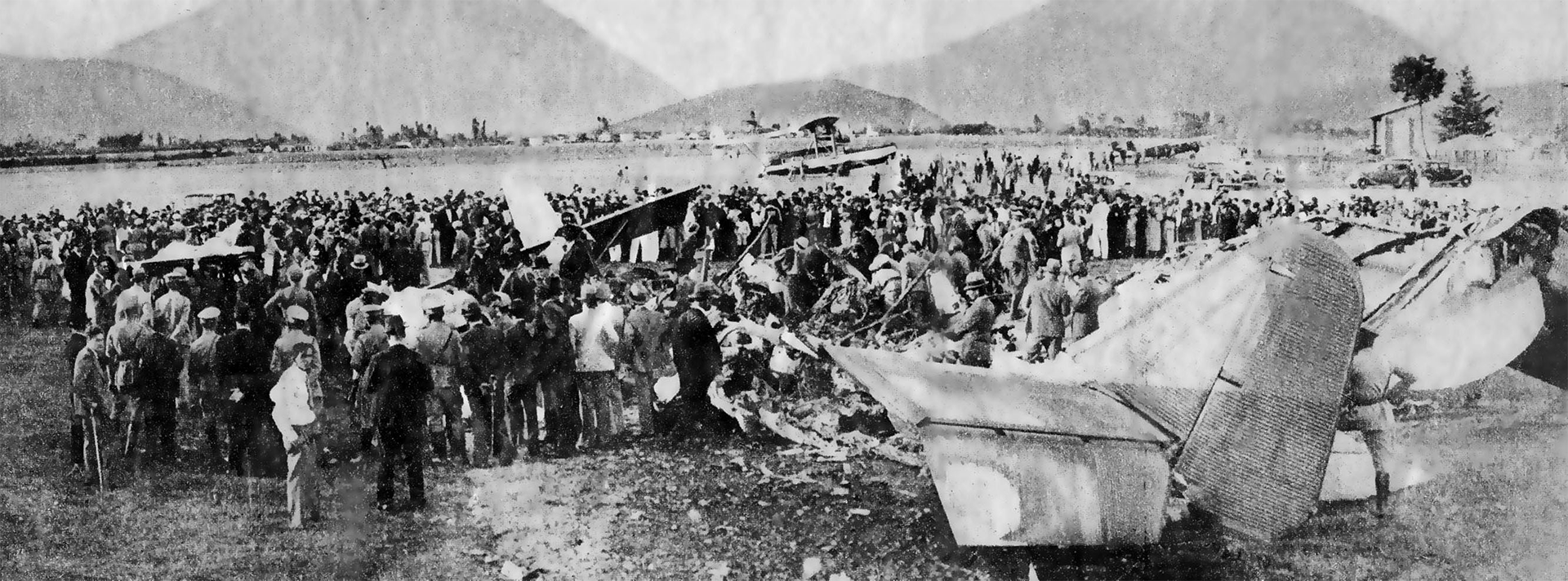 La imagen de la tragedia. Carlos Gardel acaba de morir luego de la colisión e incendio del avión en el que viajaba.