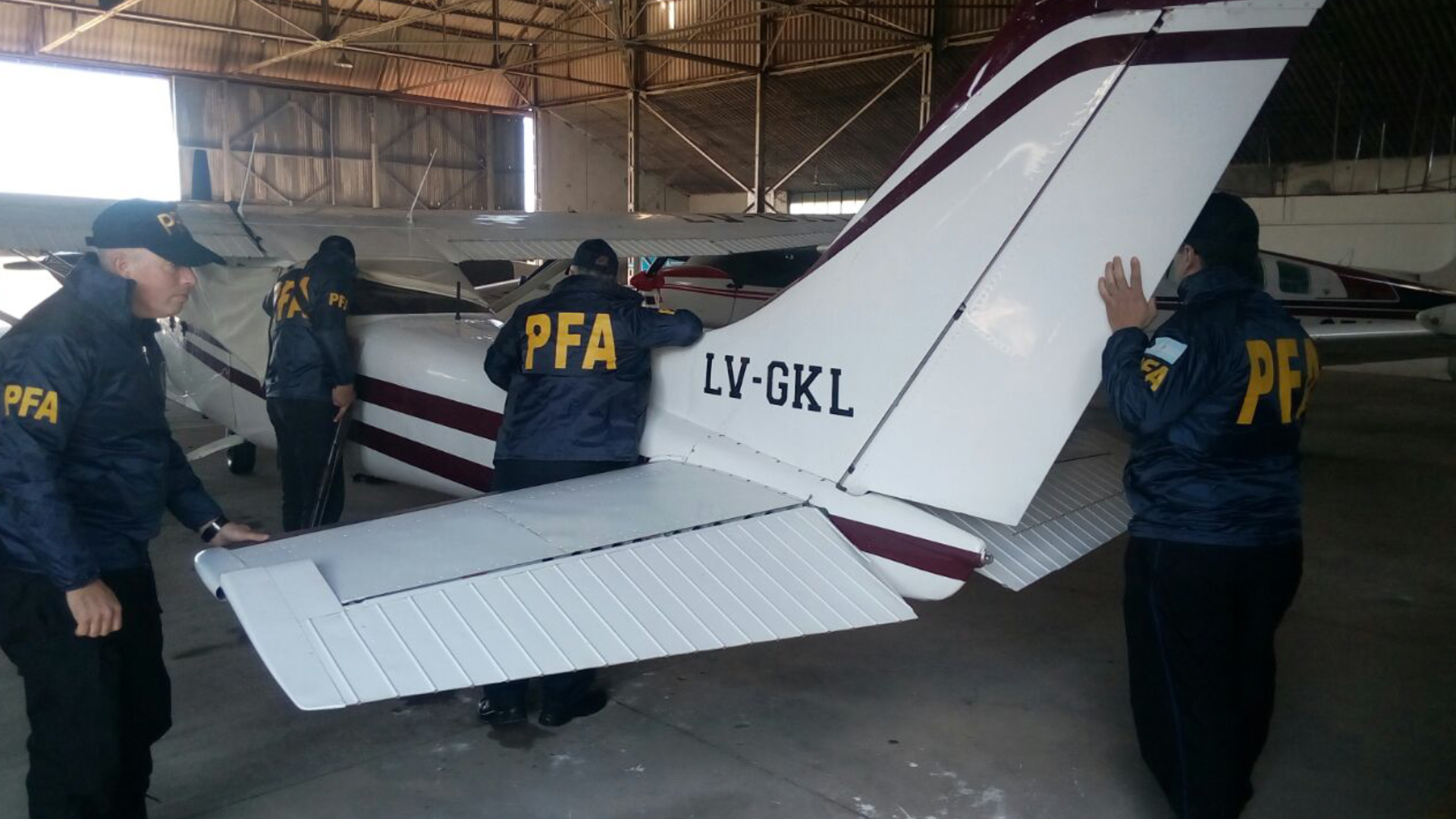 La avioneta de Busciglio, incautada esta mañana por la PSA.