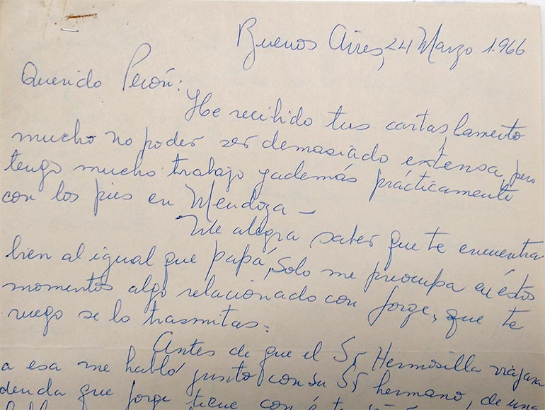 Toda la atención de Perón e Isabel está concentrada en Mendoza, donde habrá elecciones el 17 de abril de 1966