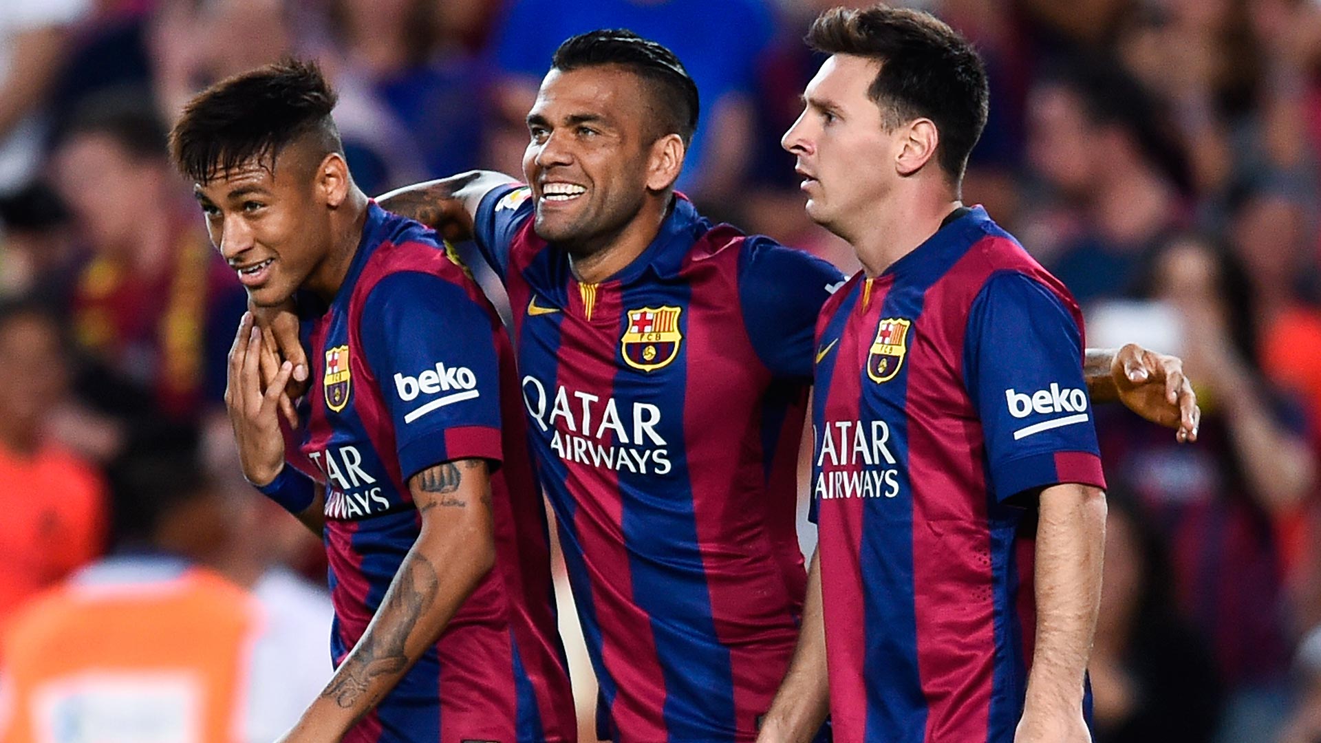 Neymar, Dani Alves y Messi jugaron juntos en Barcelona (Getty Images)