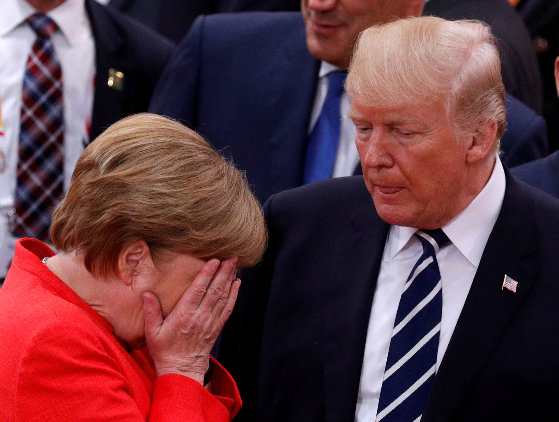 Angela Merkel y Donald Trump en la Cumbre del G20 de Hamburgo, en julio de 2017 (Reuters)