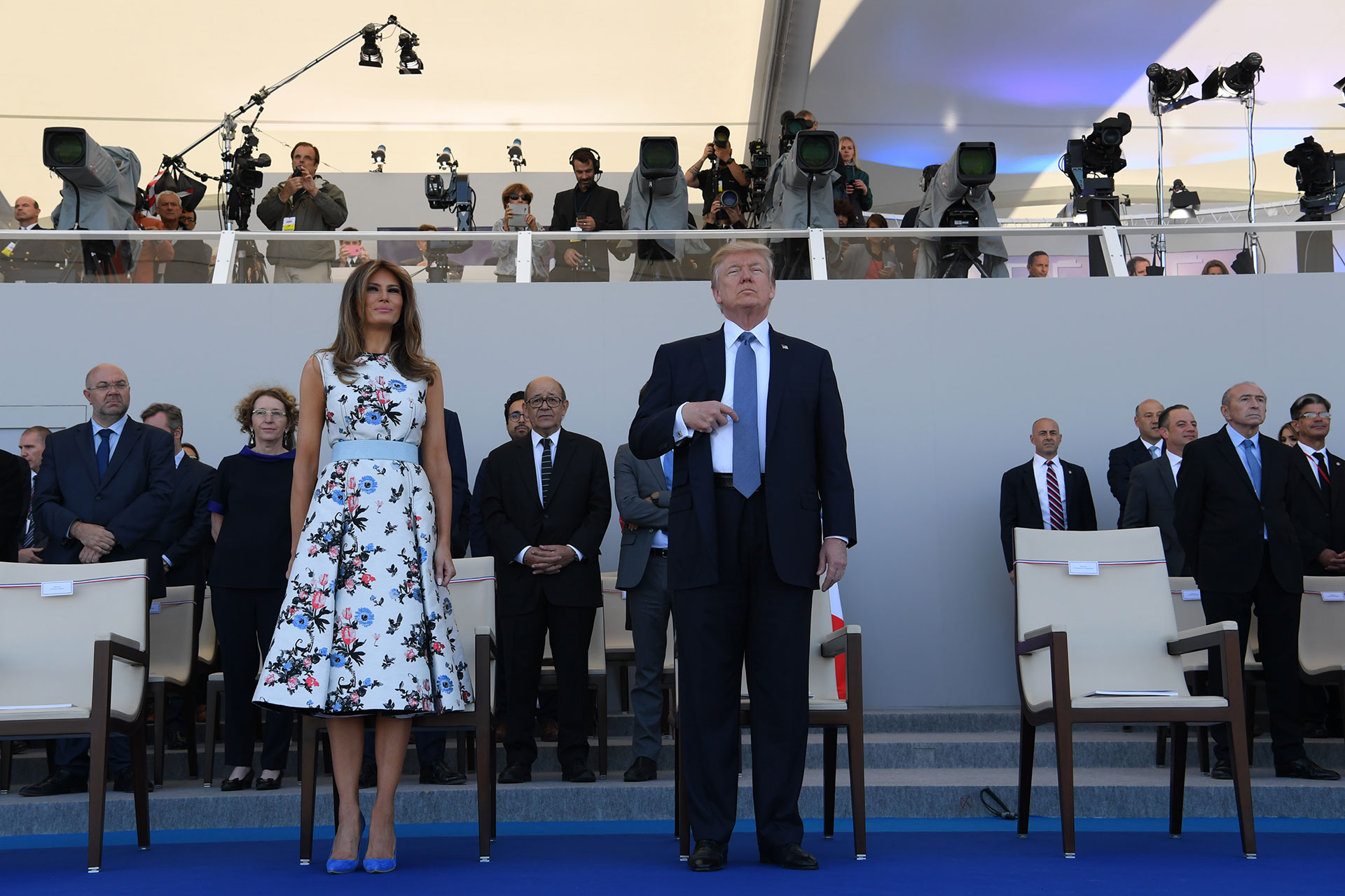 Donald y Melania Trump fueron invitados de honor de Emmanuel Macron (AFP)