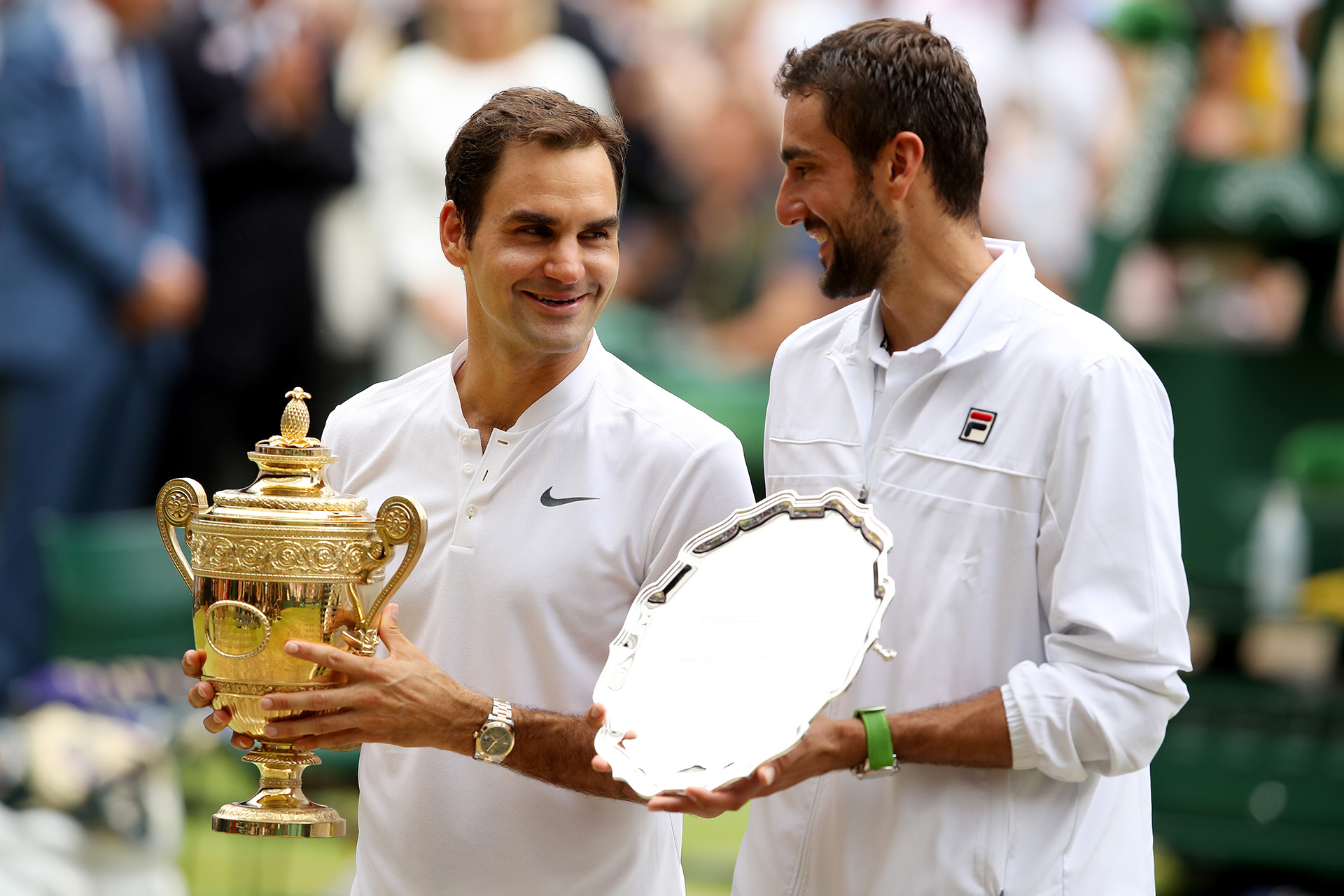Federer y Cilic, en el momento de la premiación