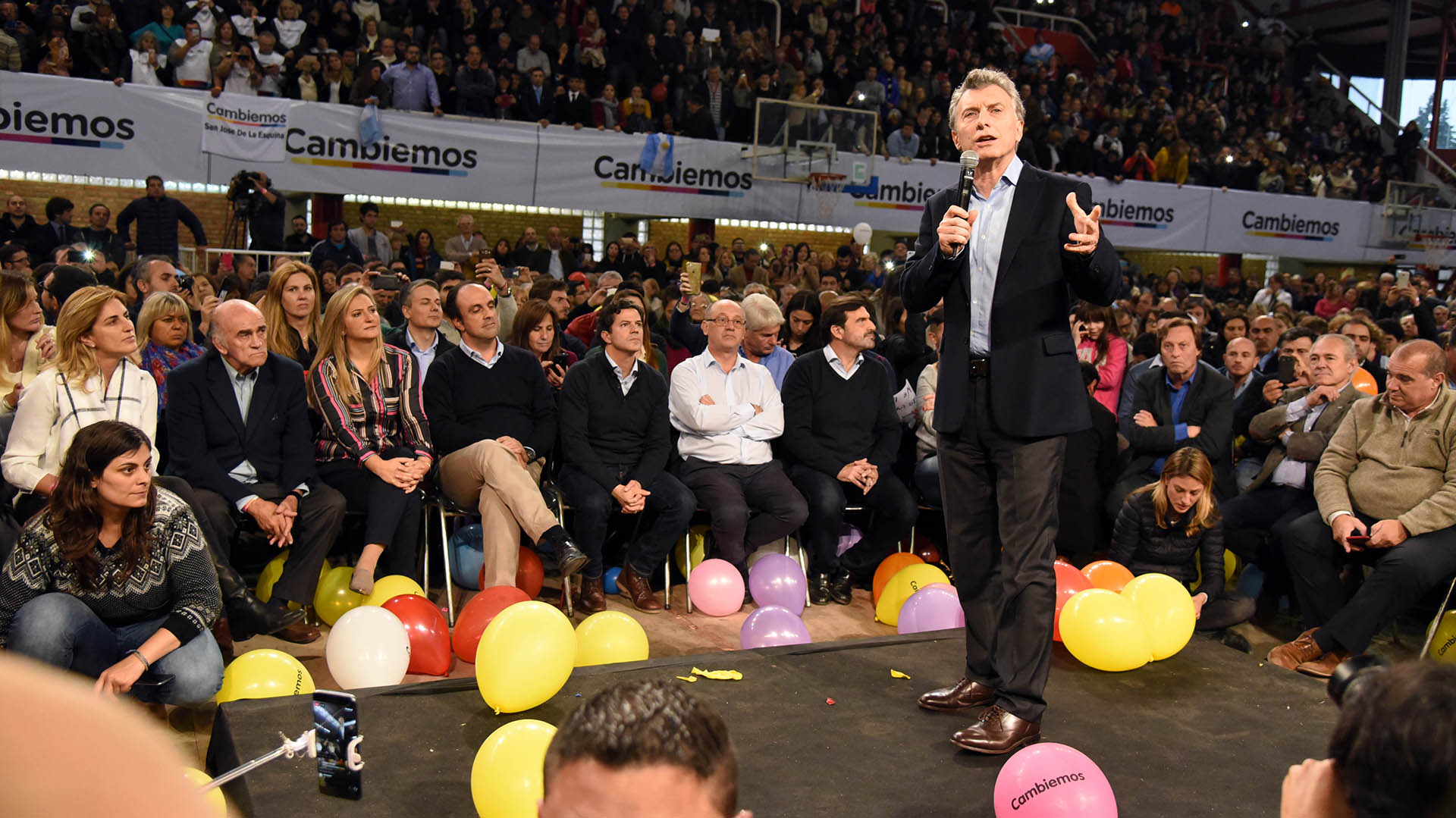 Mauricio Macri durante el acto de campaña en Santa Fe