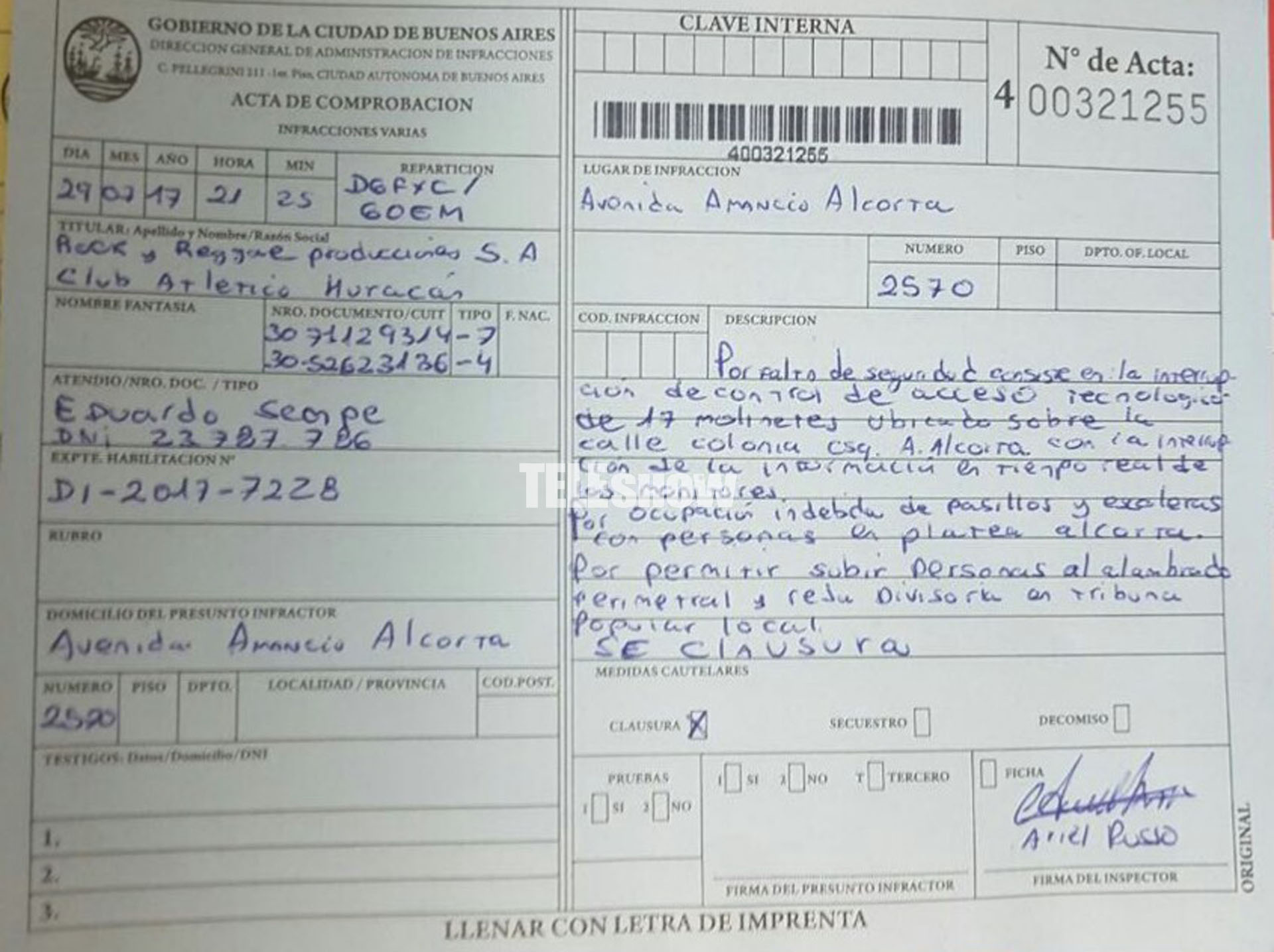 La orden de clausura