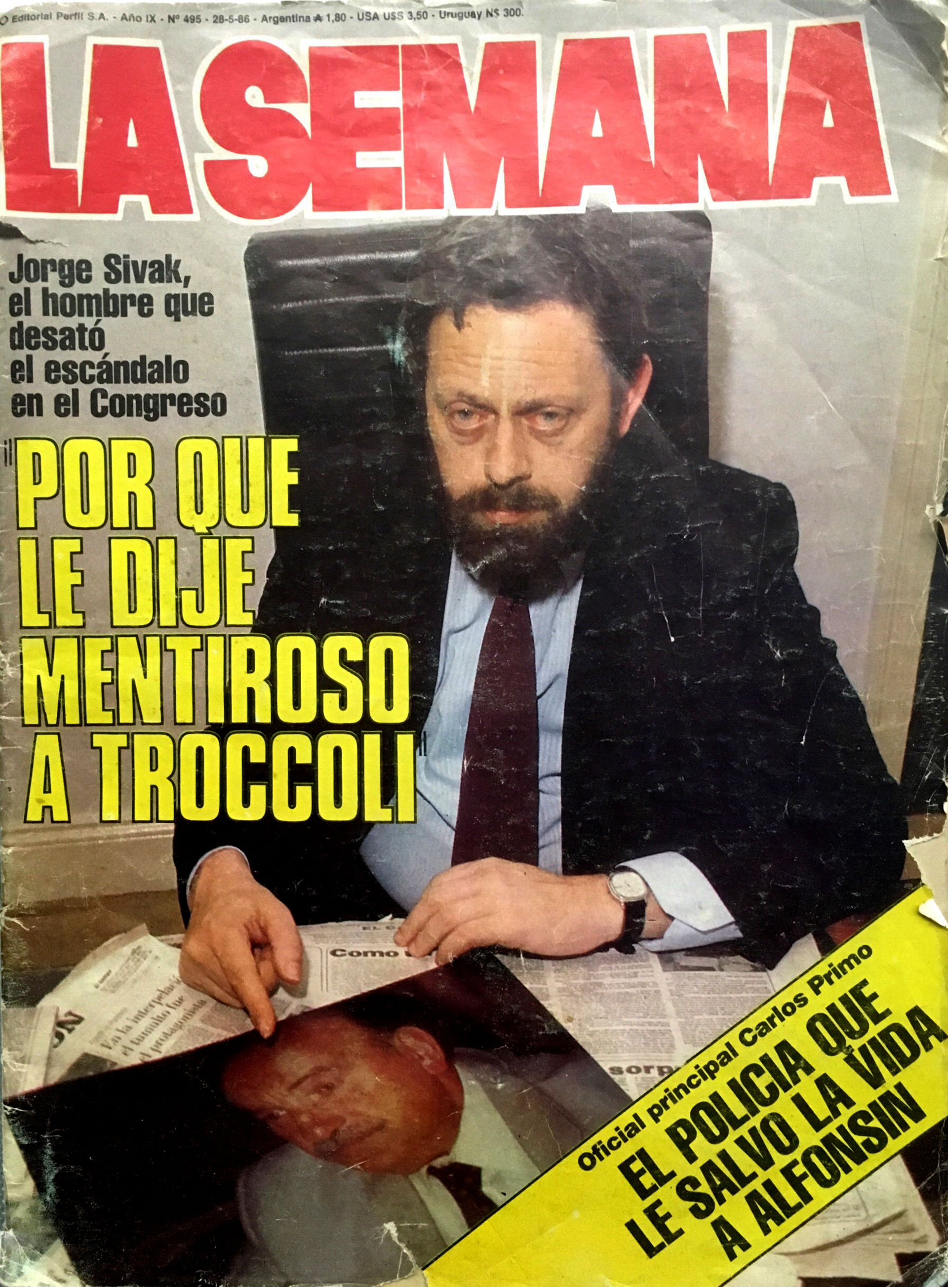 Tapa de la revista La Semana luego de la interpelación al ministro Troccoli, durante el secuestro de Osvaldo Sivak.
