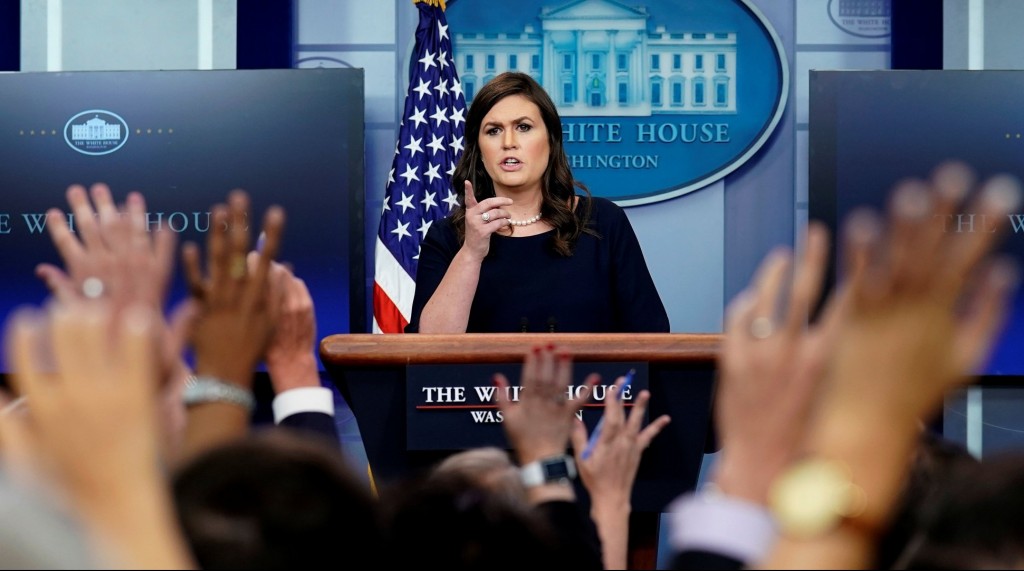 La secretaria de Prensa de la Casa Blancha, Sarah Sanders (Reuters)