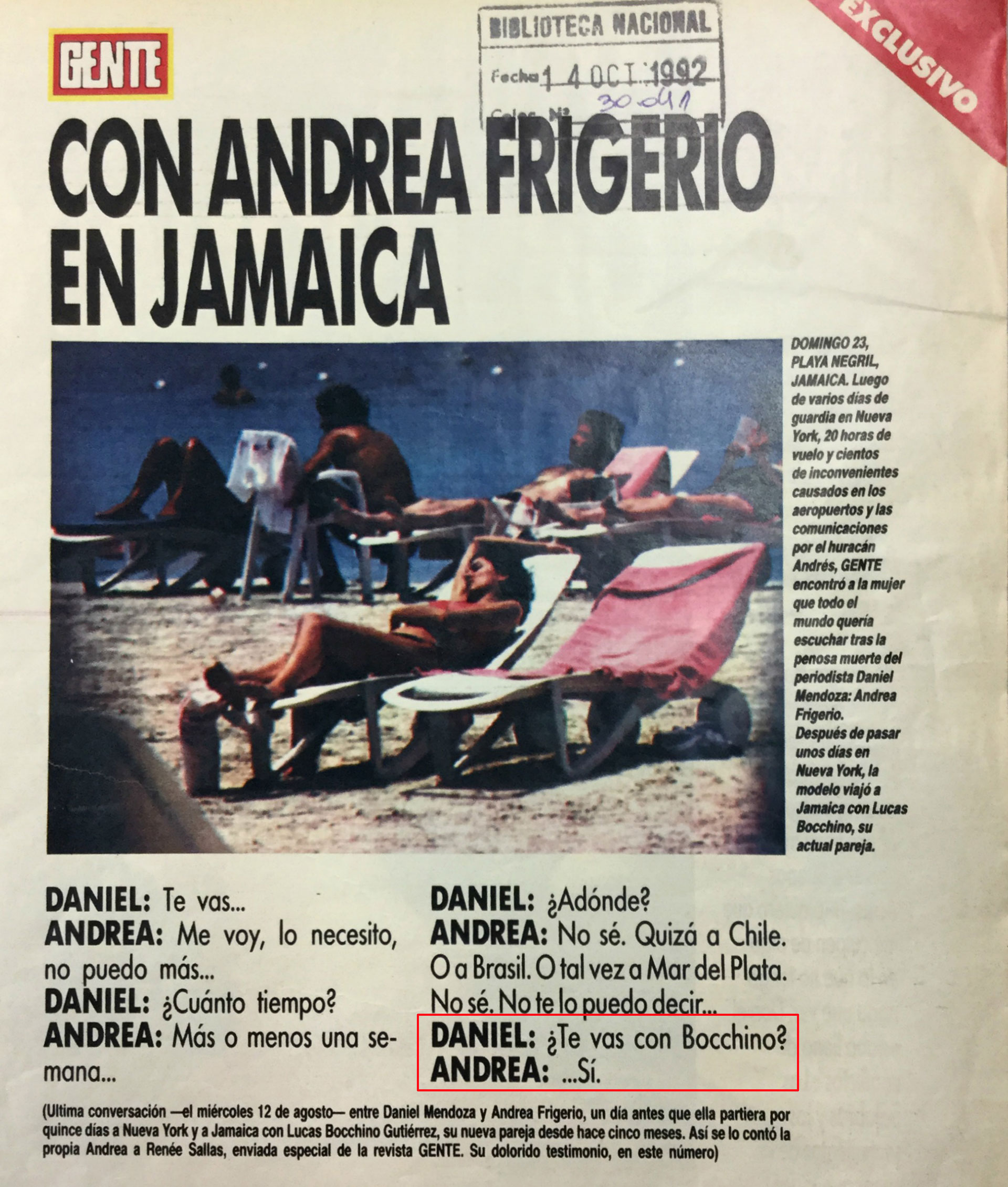 La revista Gente reprodujo el diálogo en el que Frigerio le cuenta a Mendoza que se va de vacaciones con Bocchino