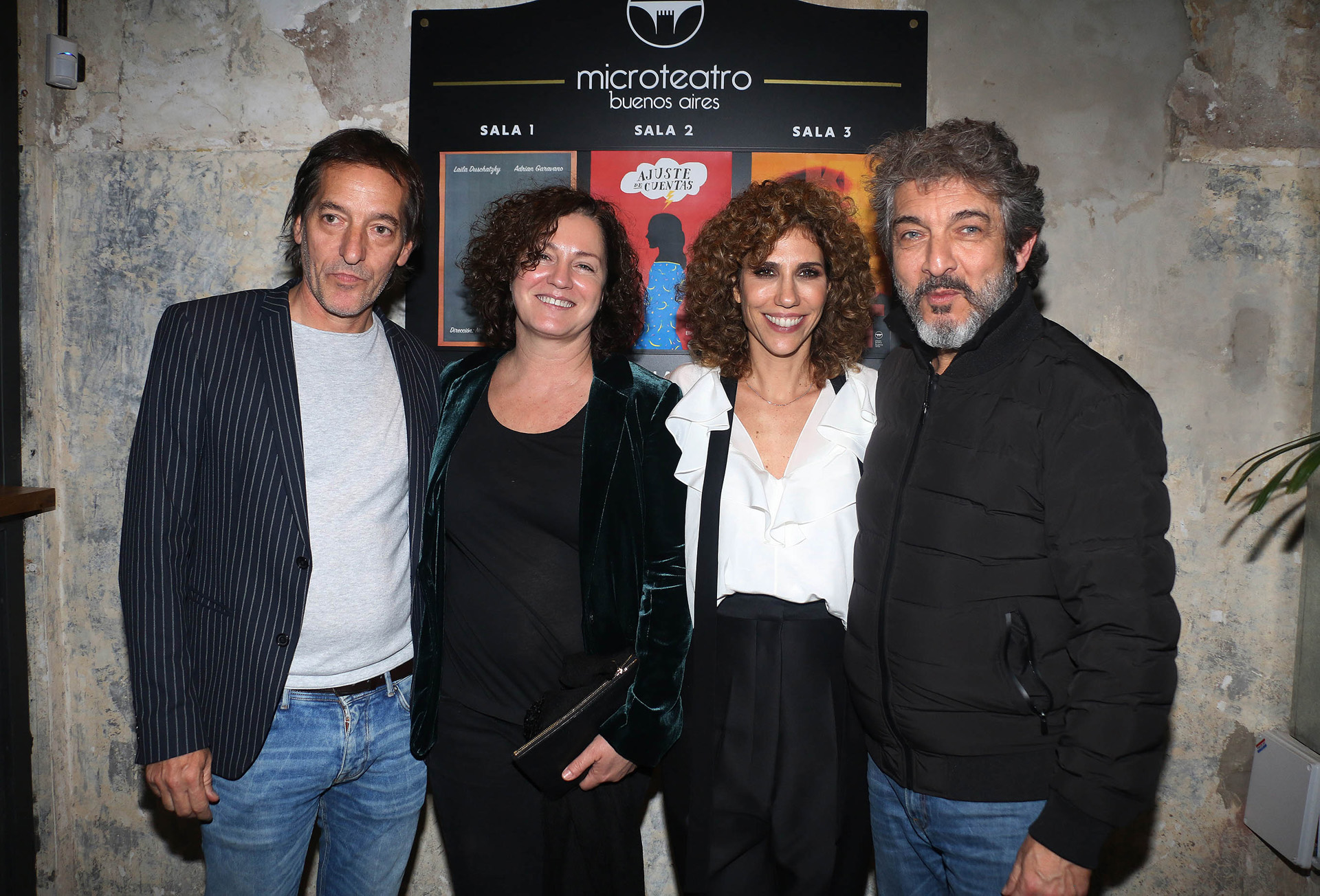 Julieta Novarro y Pablo Bossi junto a Ricardo Darín y Florencia Bas en la inauguración de Microteatro (Verónica Guerman)